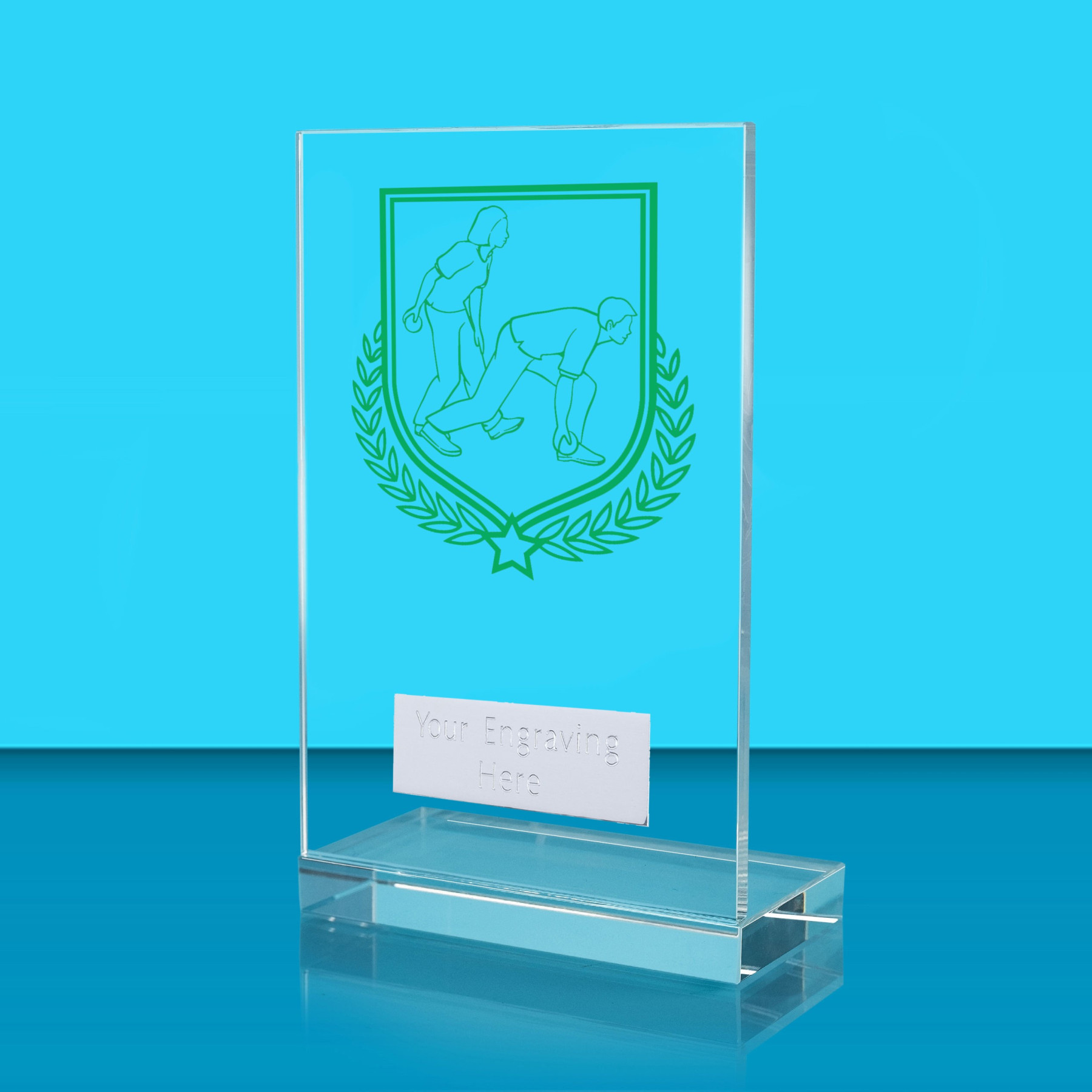 UV Colour Printed Bowls L Shaped Jade Glass Award