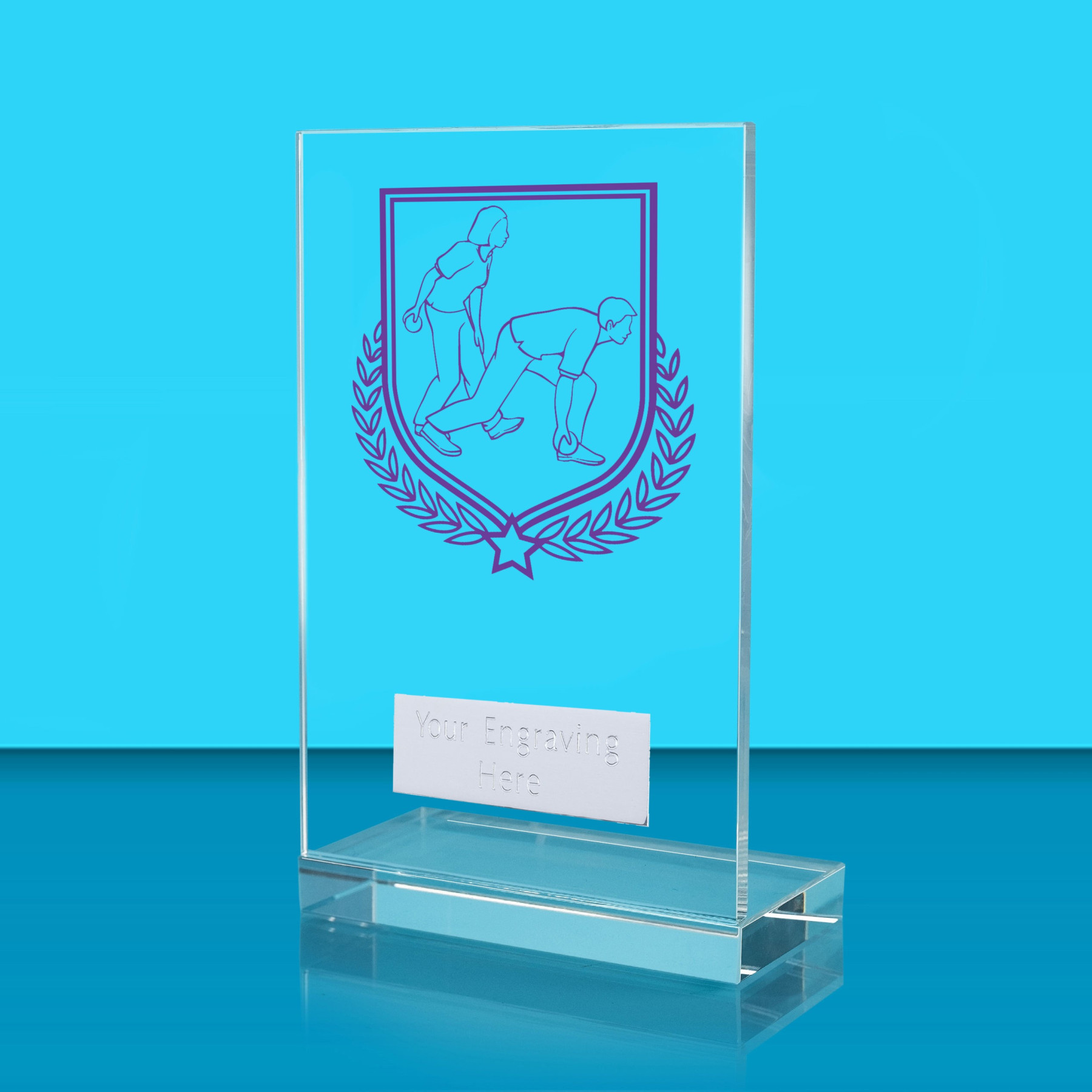 UV Colour Printed Bowls L Shaped Jade Glass Award