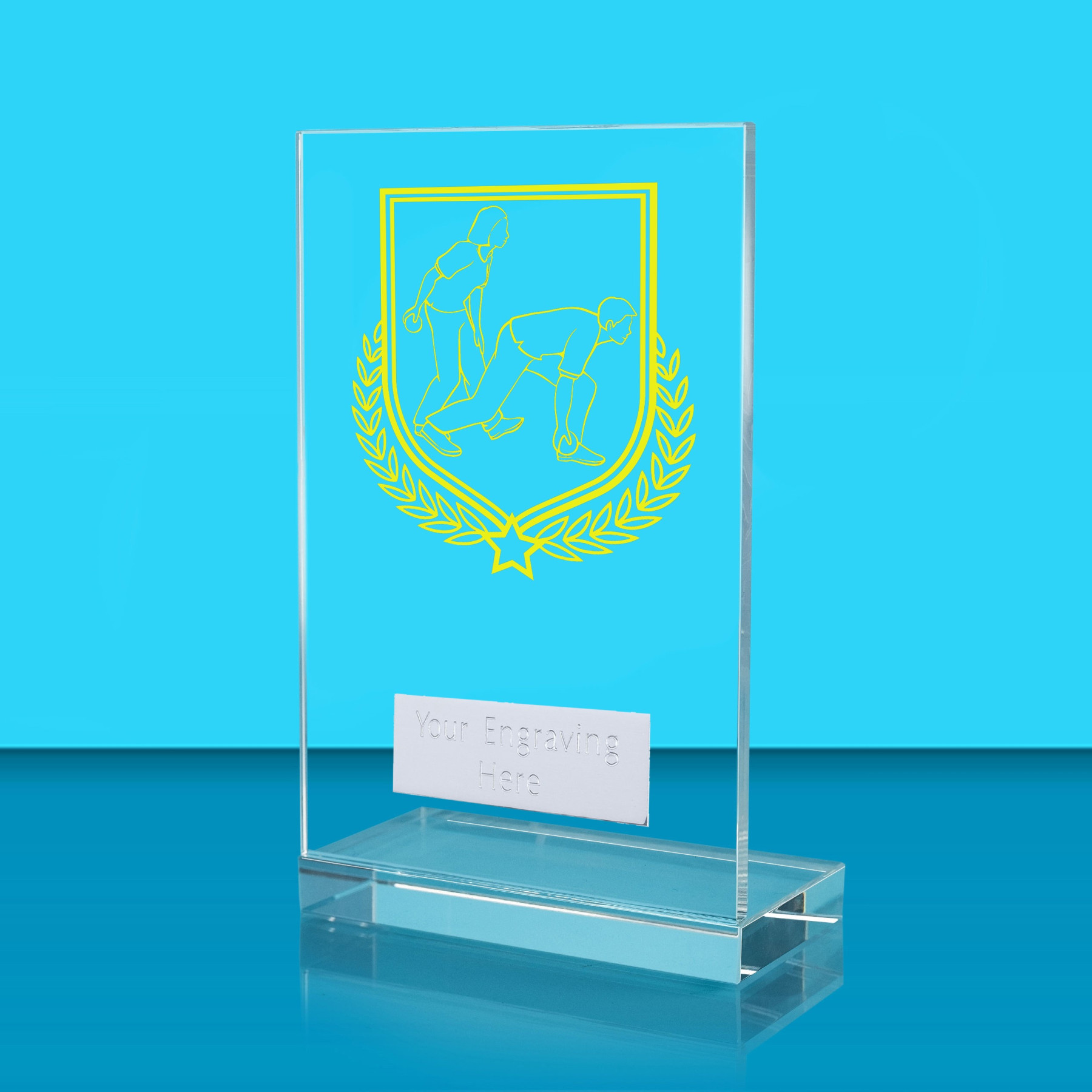 UV Colour Printed Bowls L Shaped Jade Glass Award