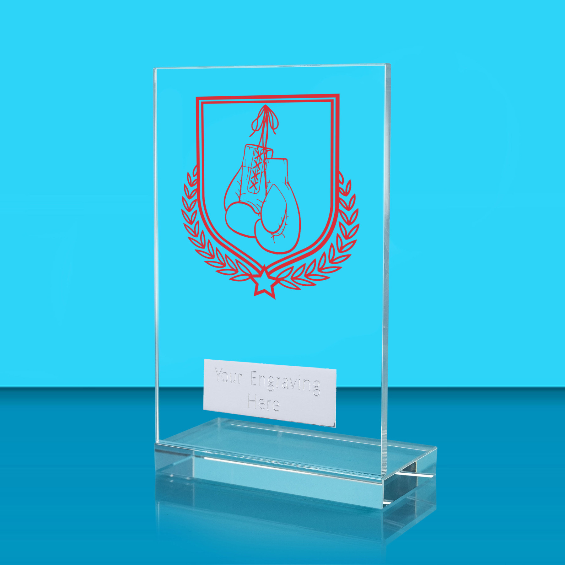 UV Colour Printed Boxing L Shaped Jade Glass Award
