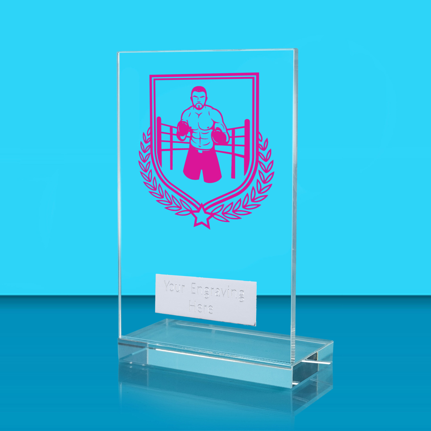 UV Colour Printed Boxing L Shaped Jade Glass Award