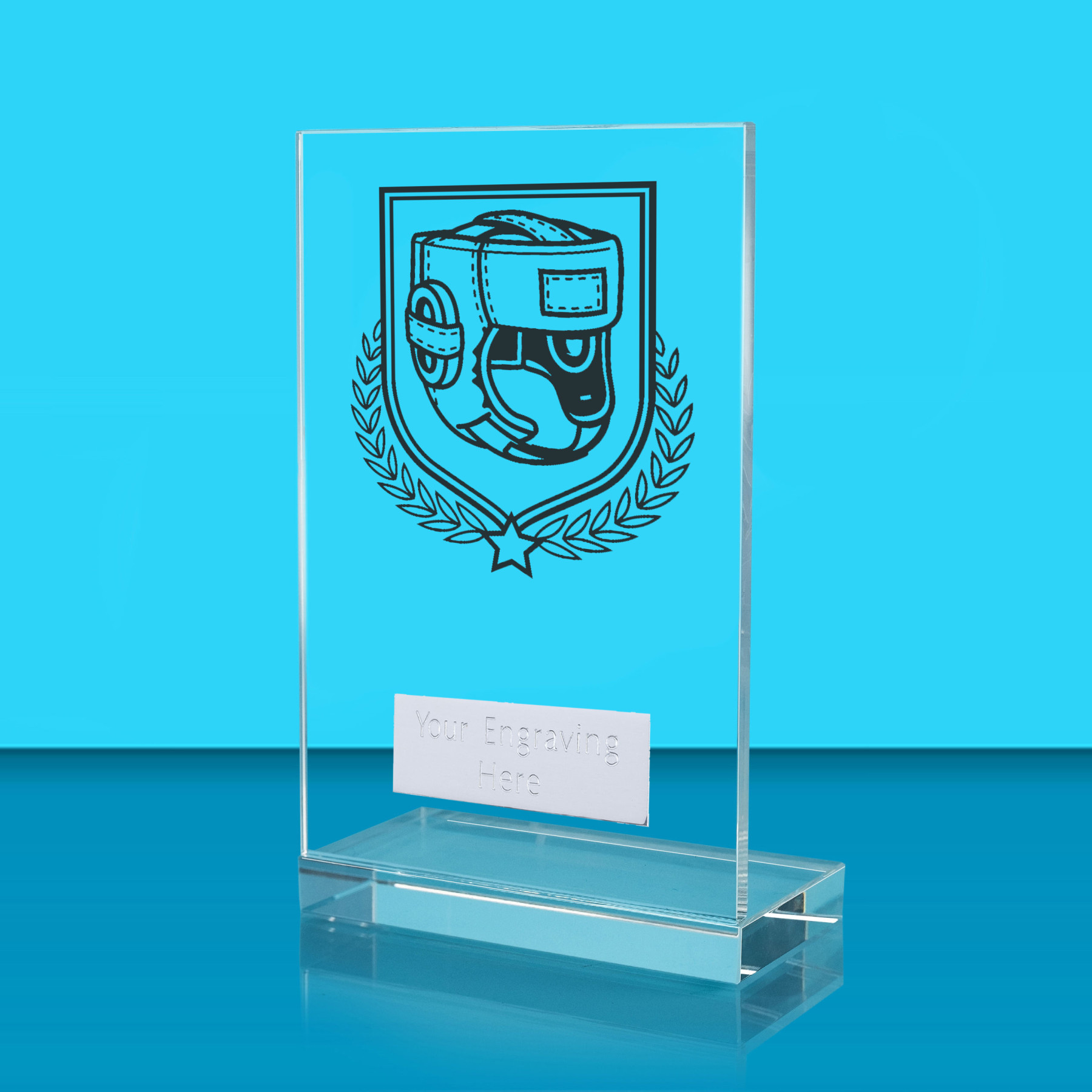 UV Colour Printed Boxing L Shaped Jade Glass Award