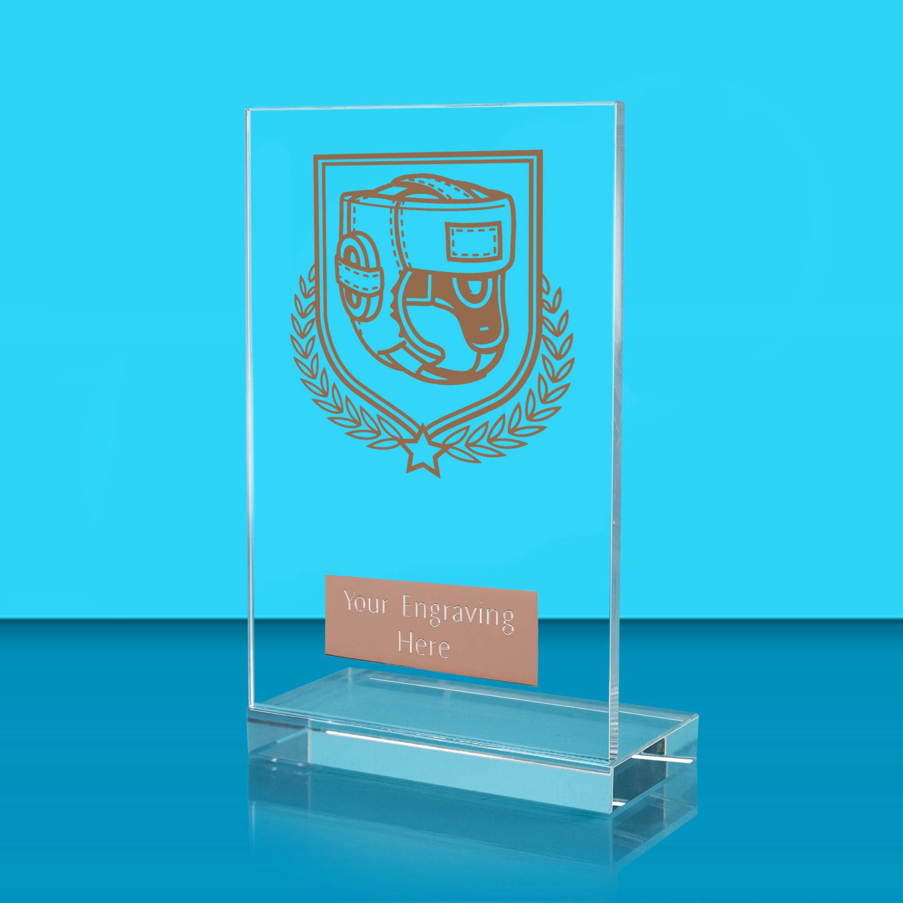 UV Colour Printed Boxing L Shaped Jade Glass Award