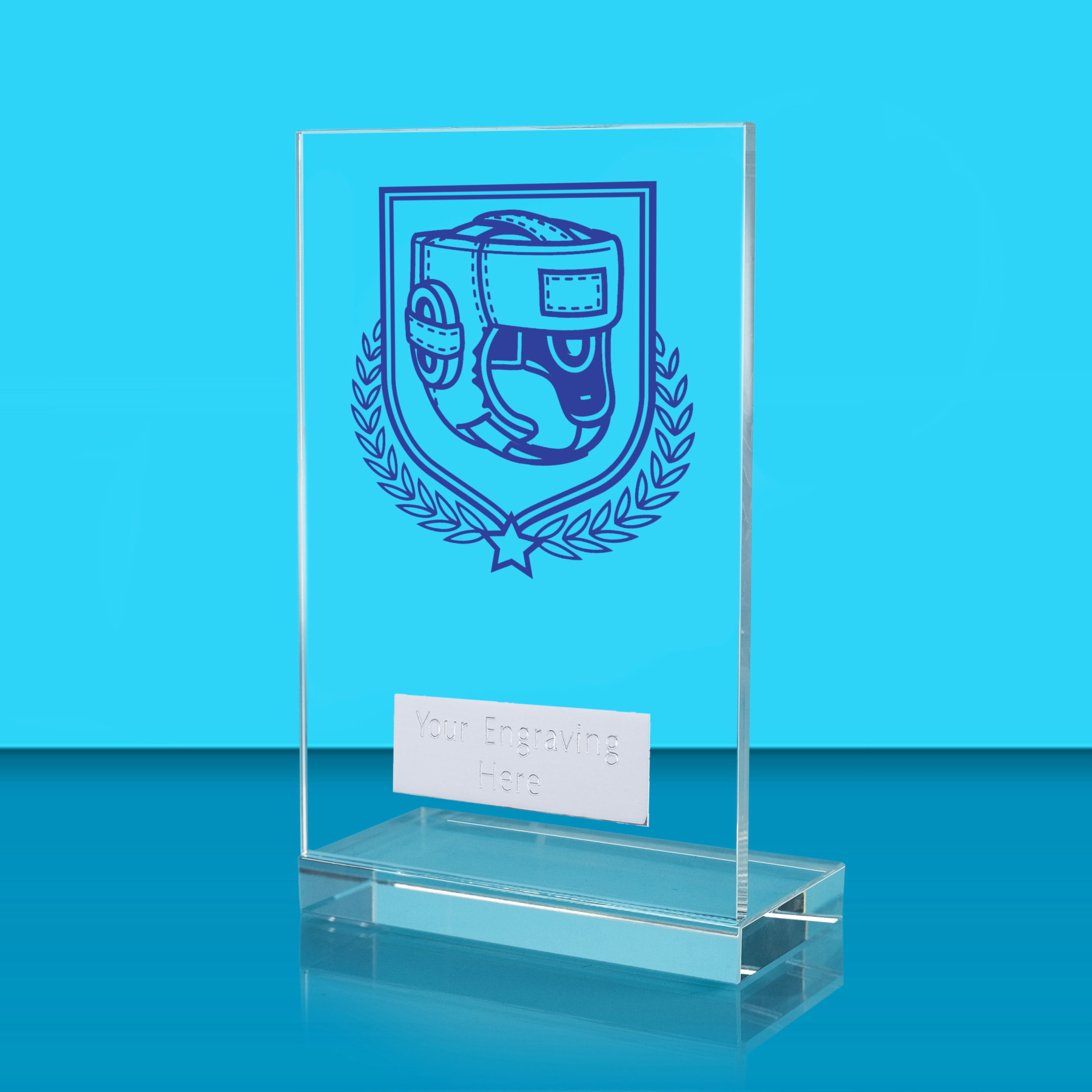 UV Colour Printed Boxing L Shaped Jade Glass Award