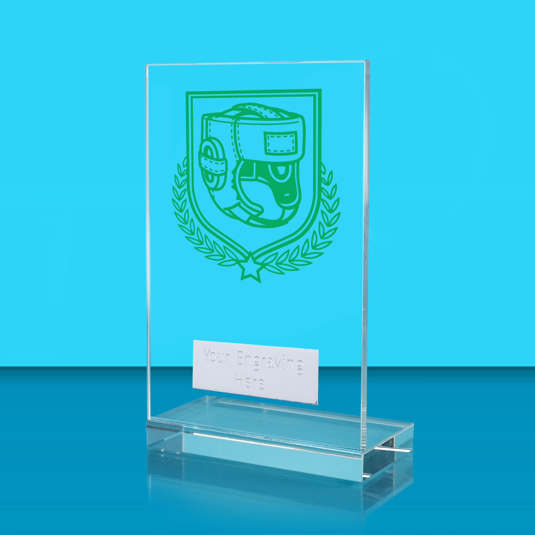 UV Colour Printed Boxing L Shaped Jade Glass Award