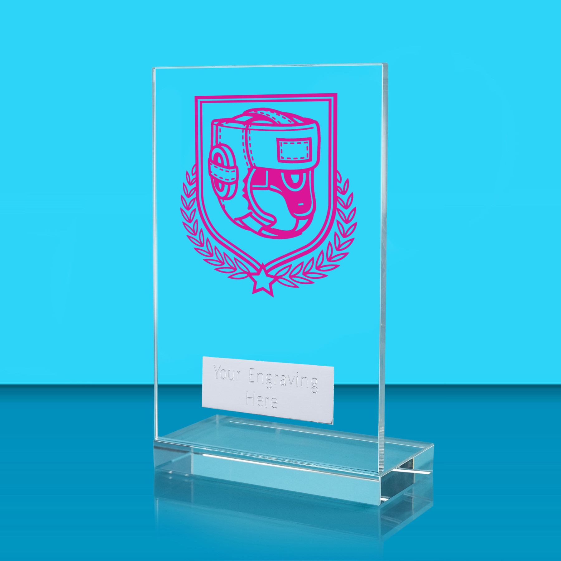 UV Colour Printed Boxing L Shaped Jade Glass Award
