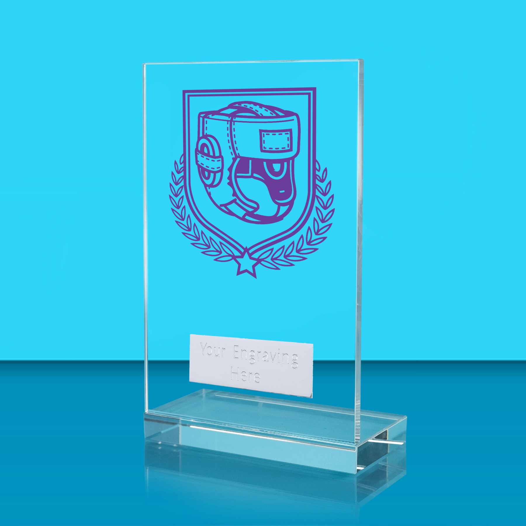 UV Colour Printed Boxing L Shaped Jade Glass Award