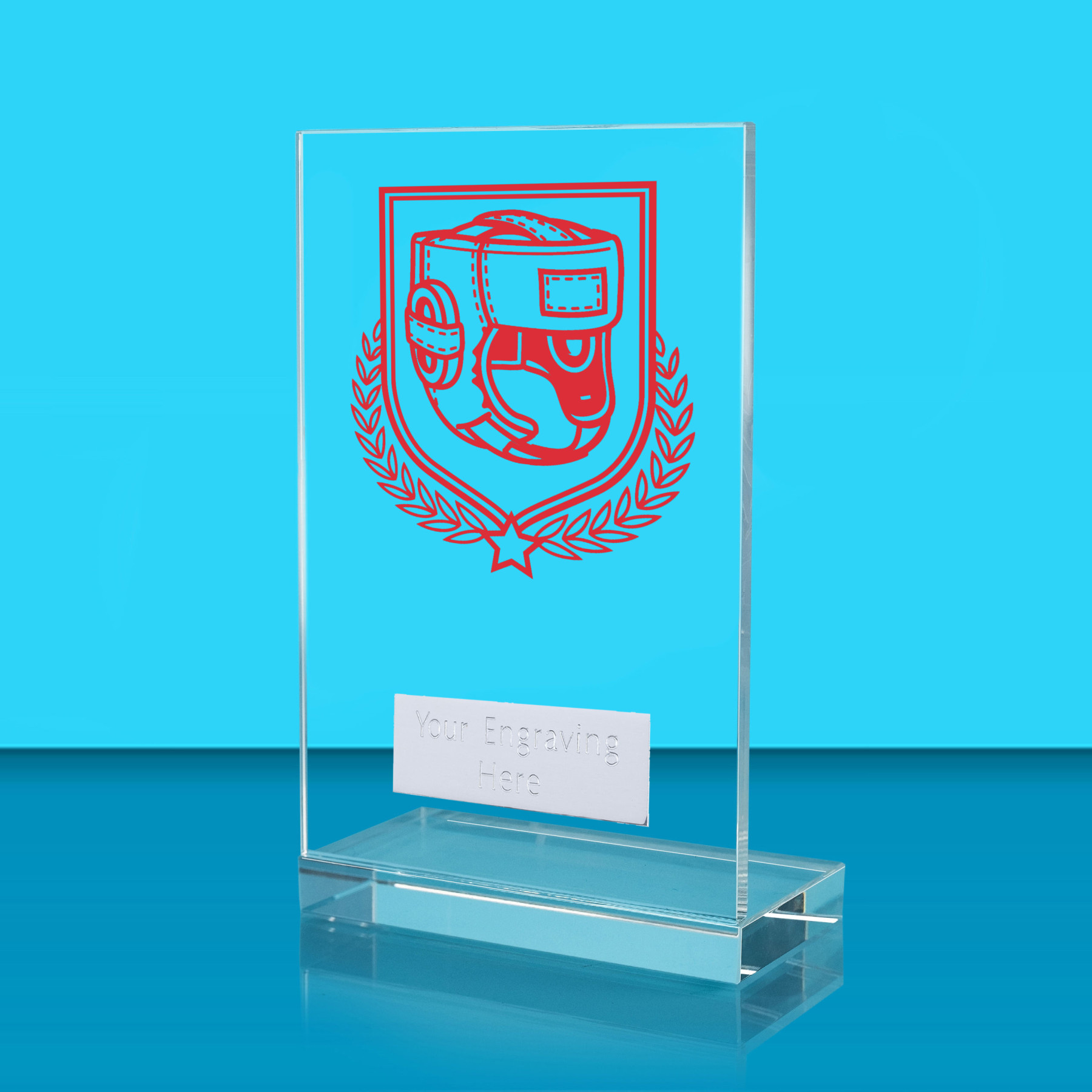 UV Colour Printed Boxing L Shaped Jade Glass Award