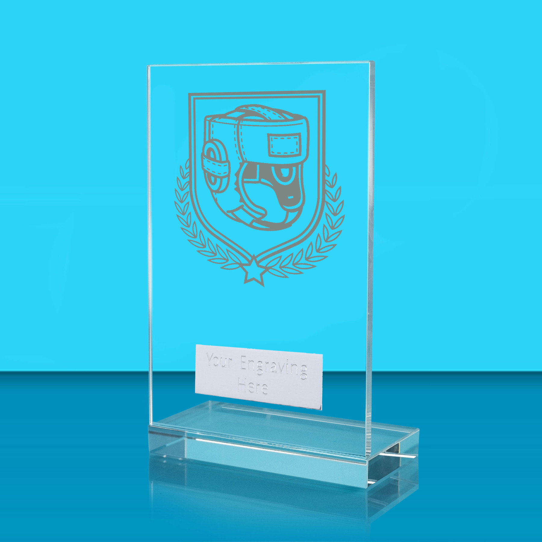 UV Colour Printed Boxing L Shaped Jade Glass Award
