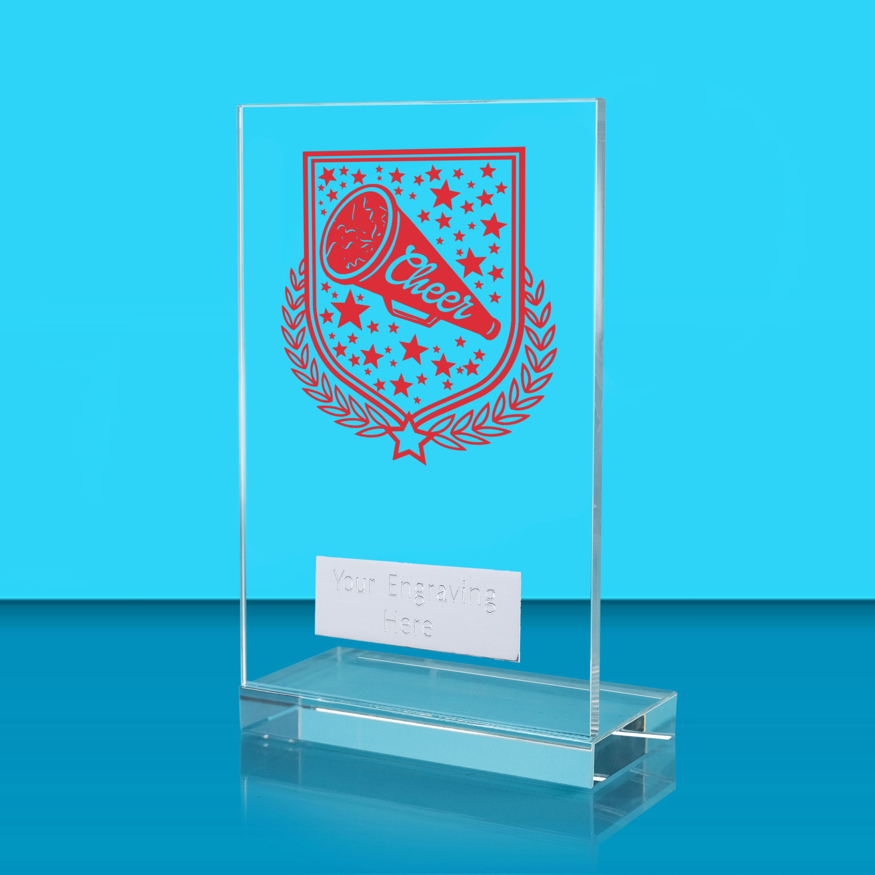 UV Colour Printed Cheerleading L Shaped Jade Glass Award