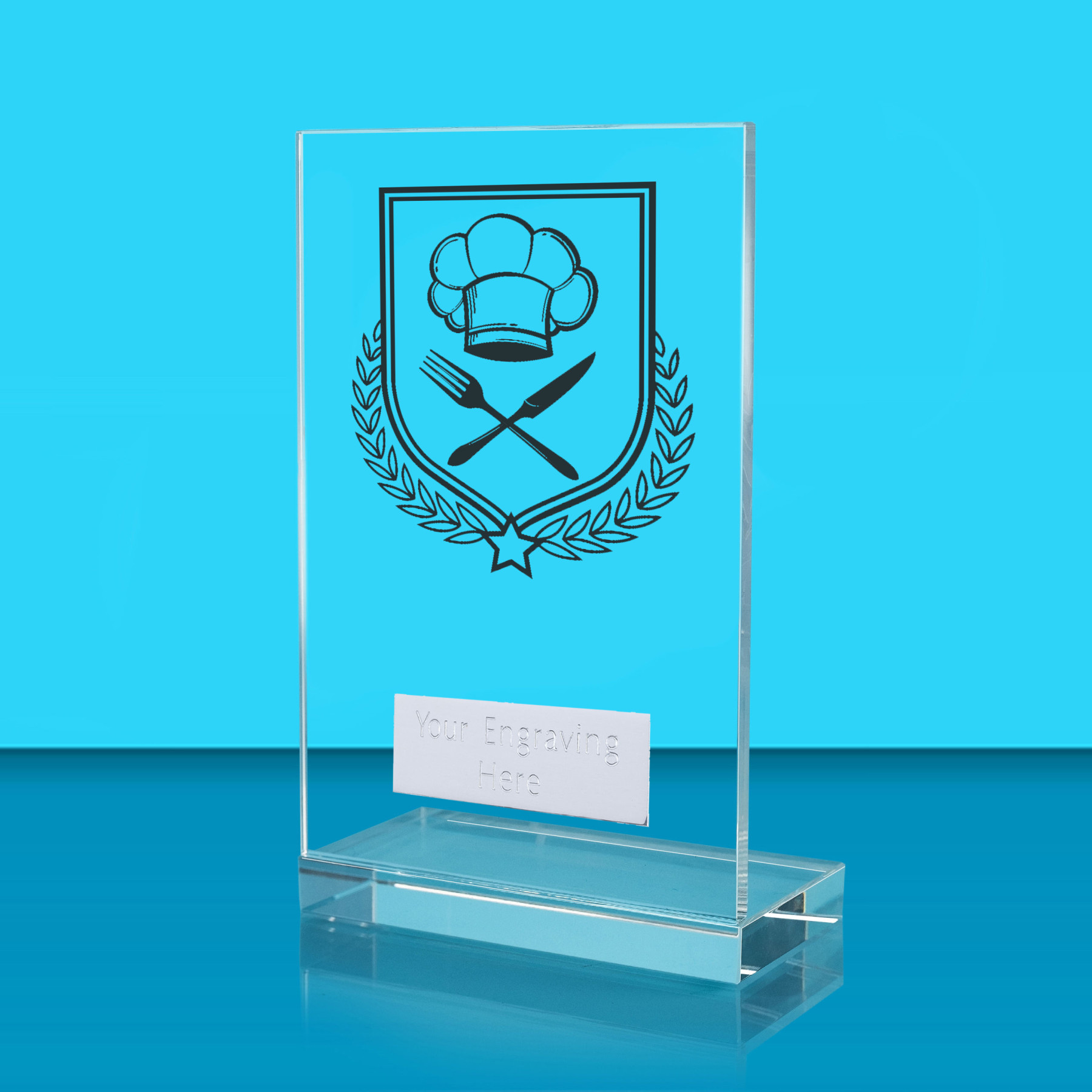UV Colour Printed Cooking L Shaped Jade Glass Award