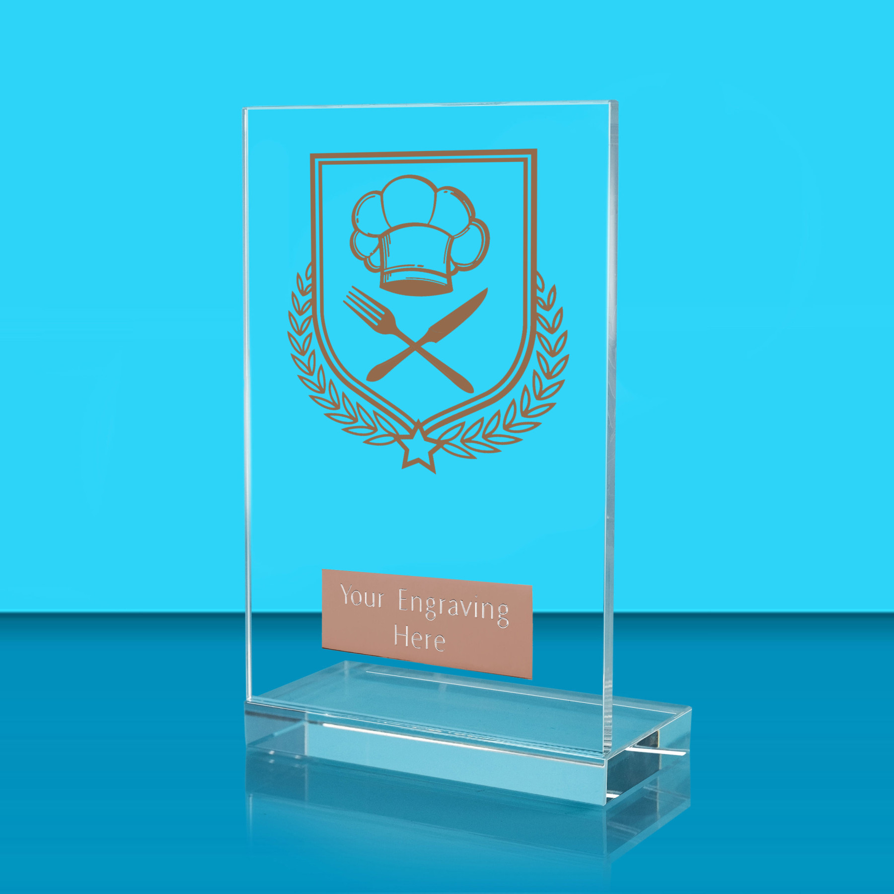 UV Colour Printed Cooking L Shaped Jade Glass Award