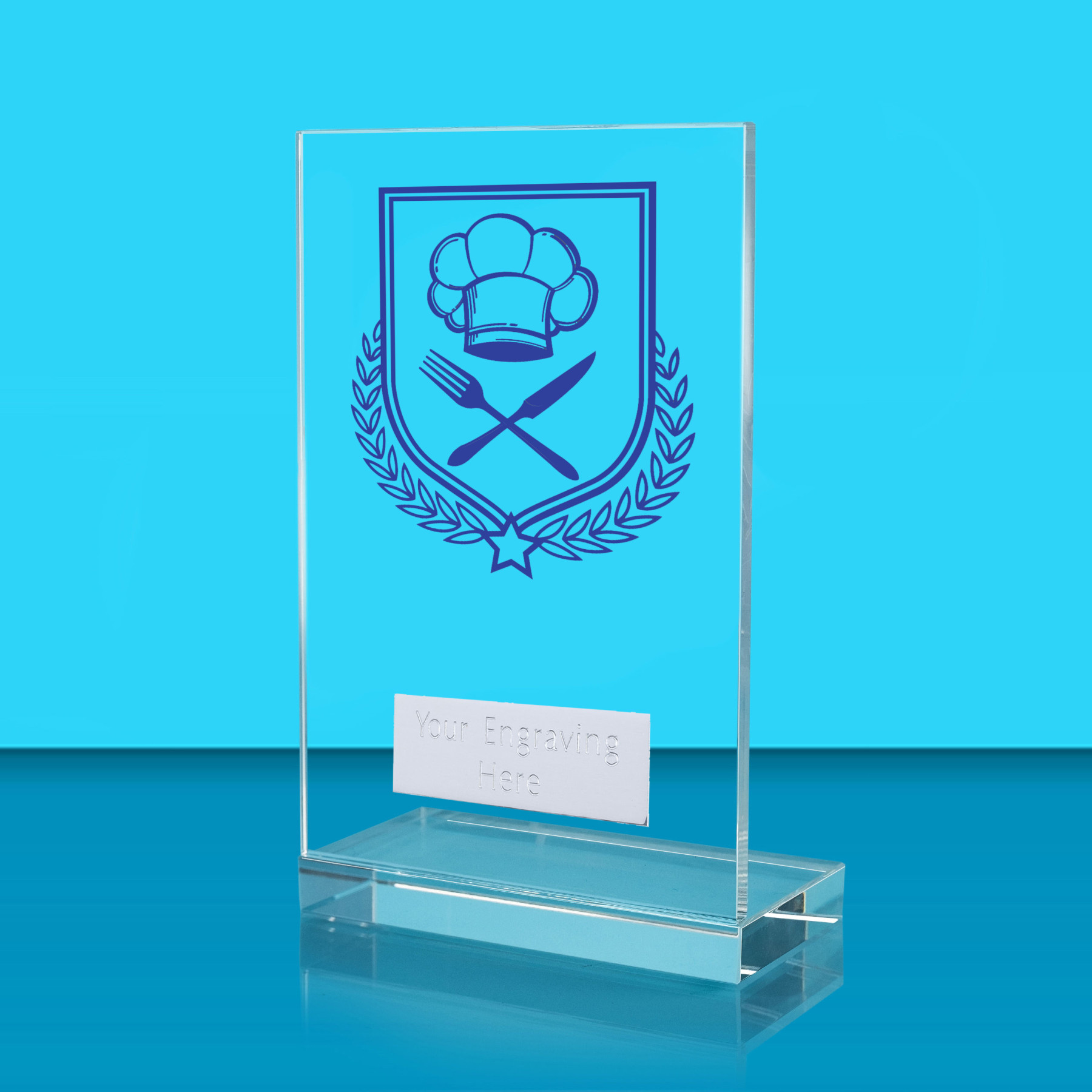 UV Colour Printed Cooking L Shaped Jade Glass Award