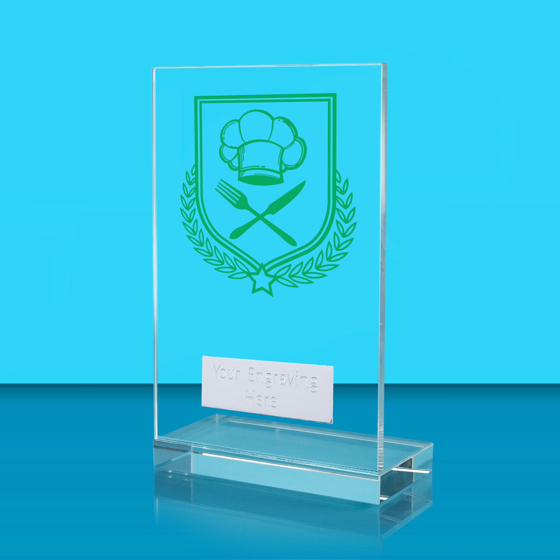UV Colour Printed Cooking L Shaped Jade Glass Award