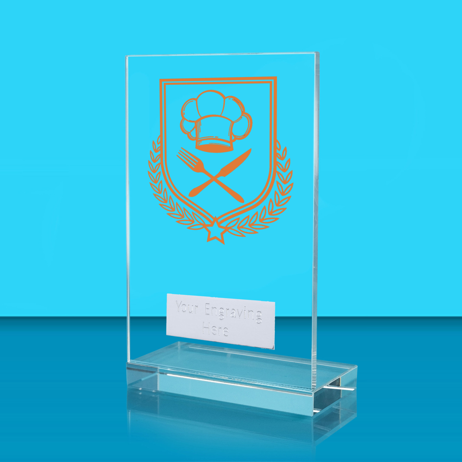 UV Colour Printed Cooking L Shaped Jade Glass Award