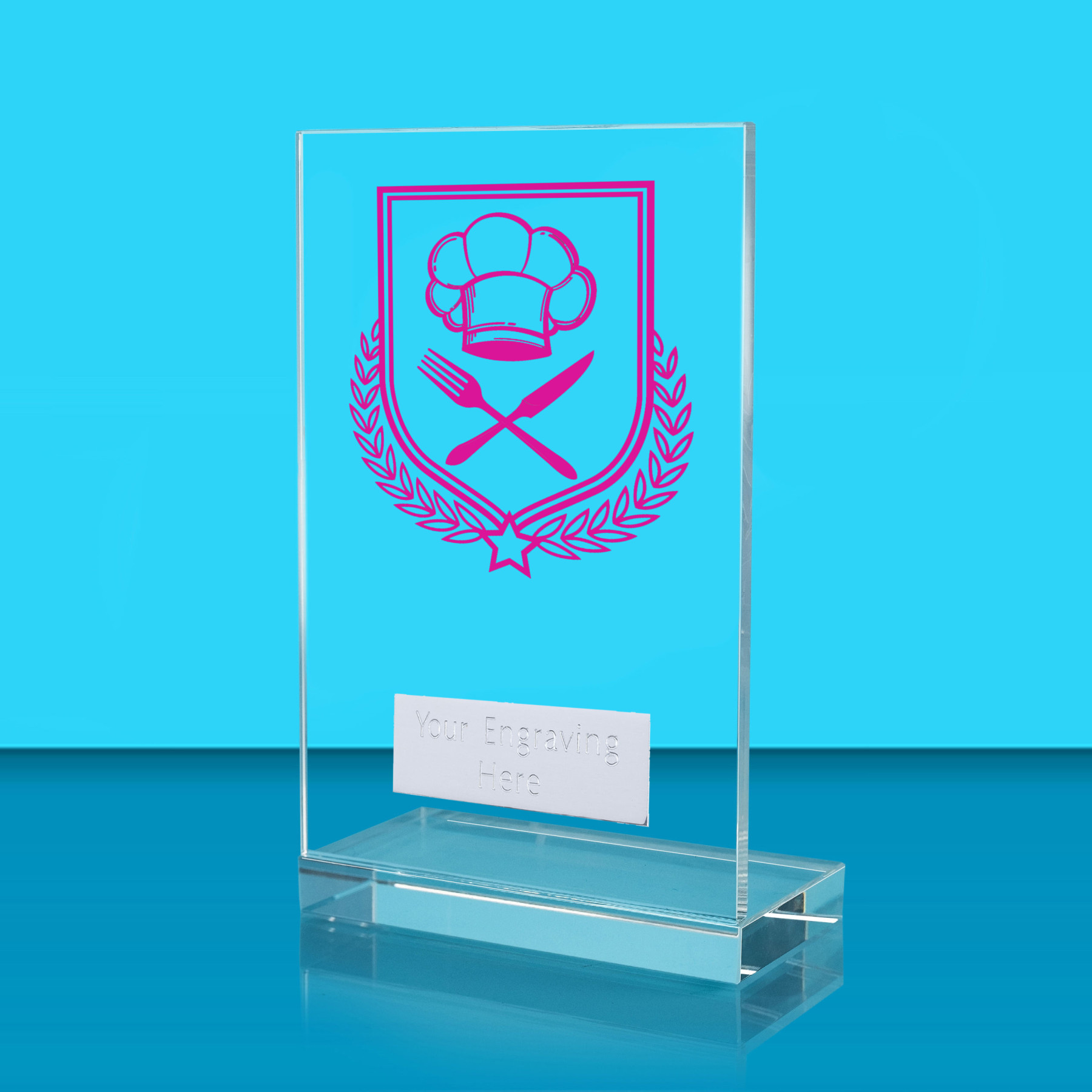 UV Colour Printed Cooking L Shaped Jade Glass Award