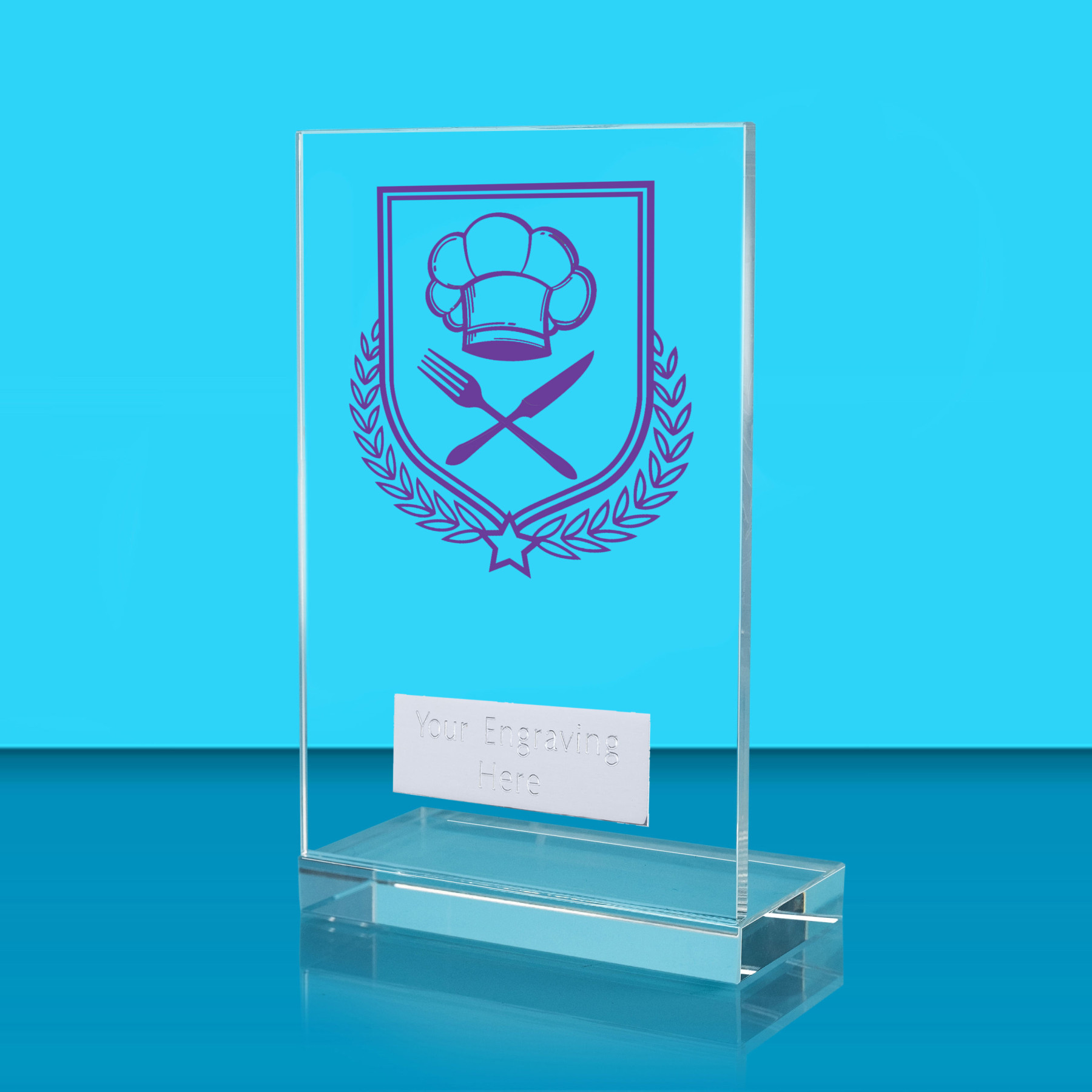 UV Colour Printed Cooking L Shaped Jade Glass Award