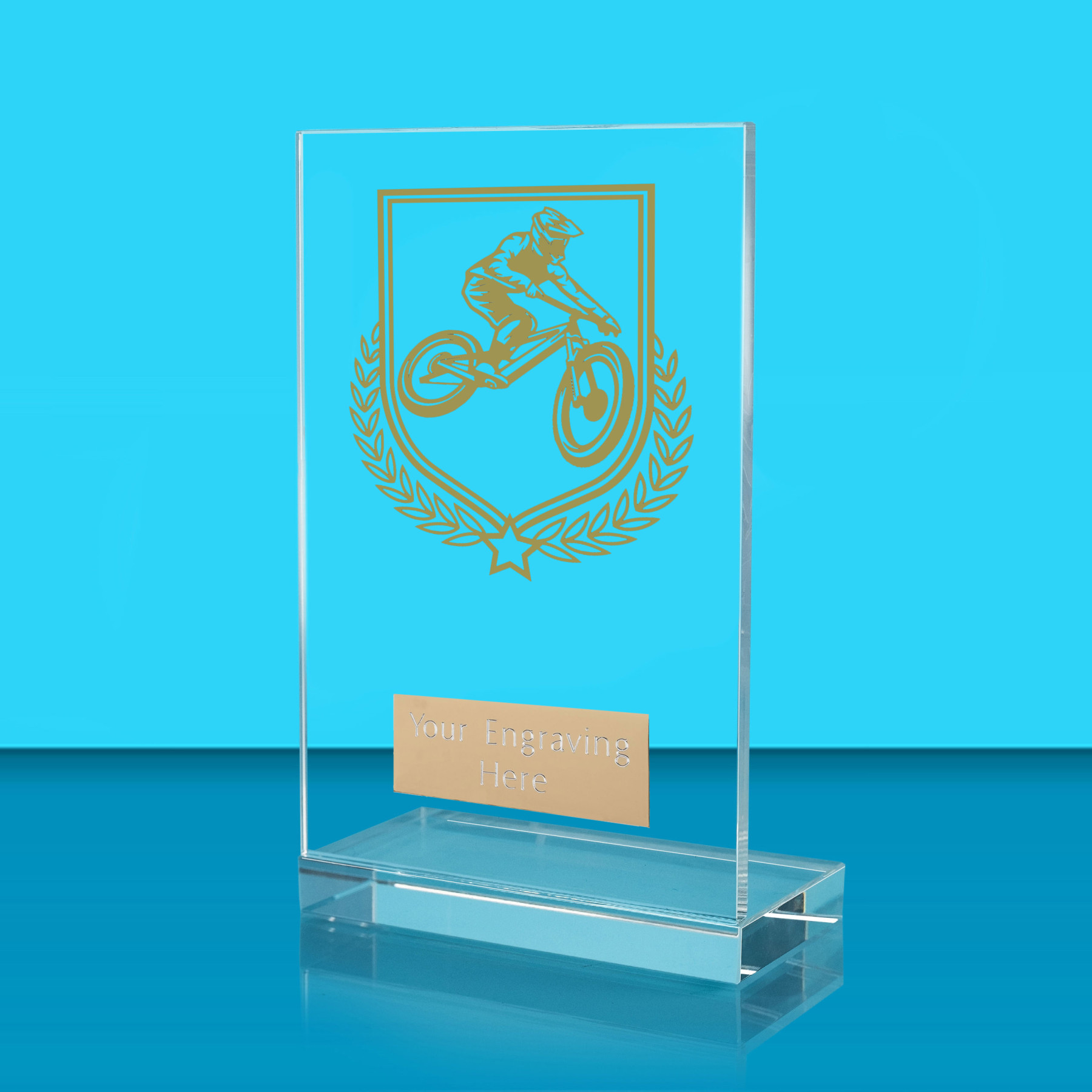 UV Colour Printed Cycling L Shaped Jade Glass Award