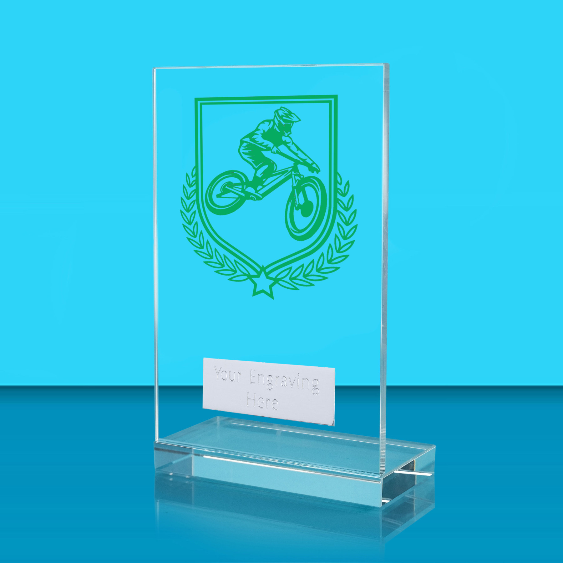 UV Colour Printed Cycling L Shaped Jade Glass Award