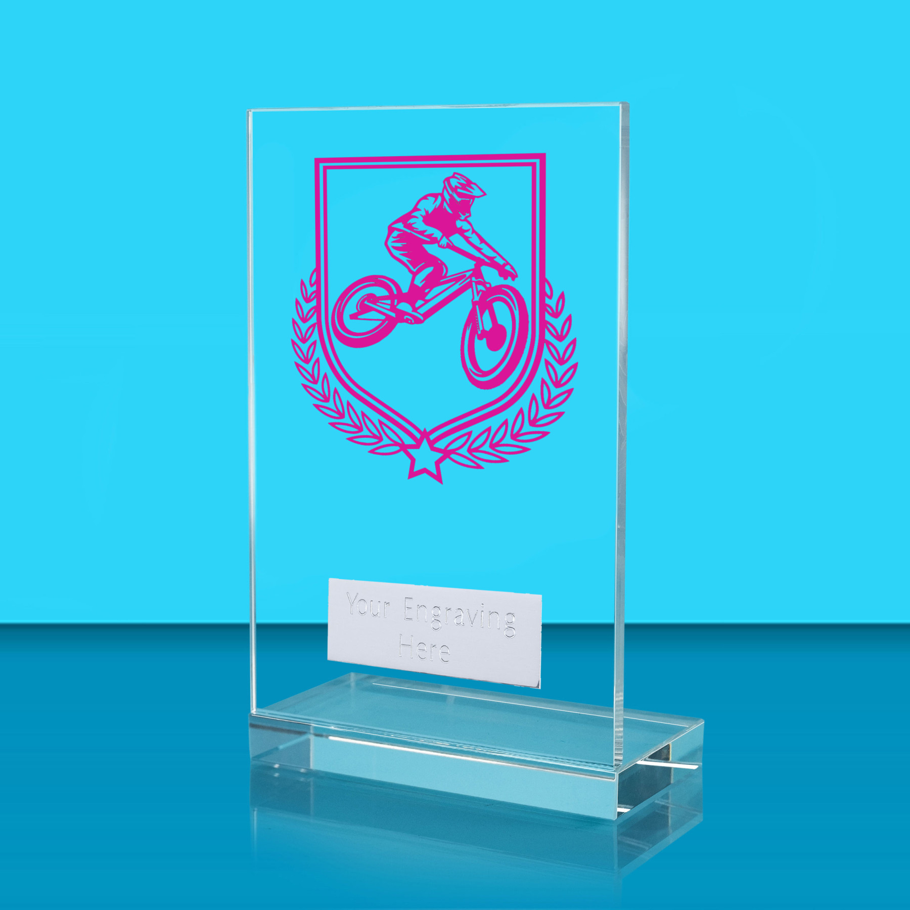 UV Colour Printed Cycling L Shaped Jade Glass Award