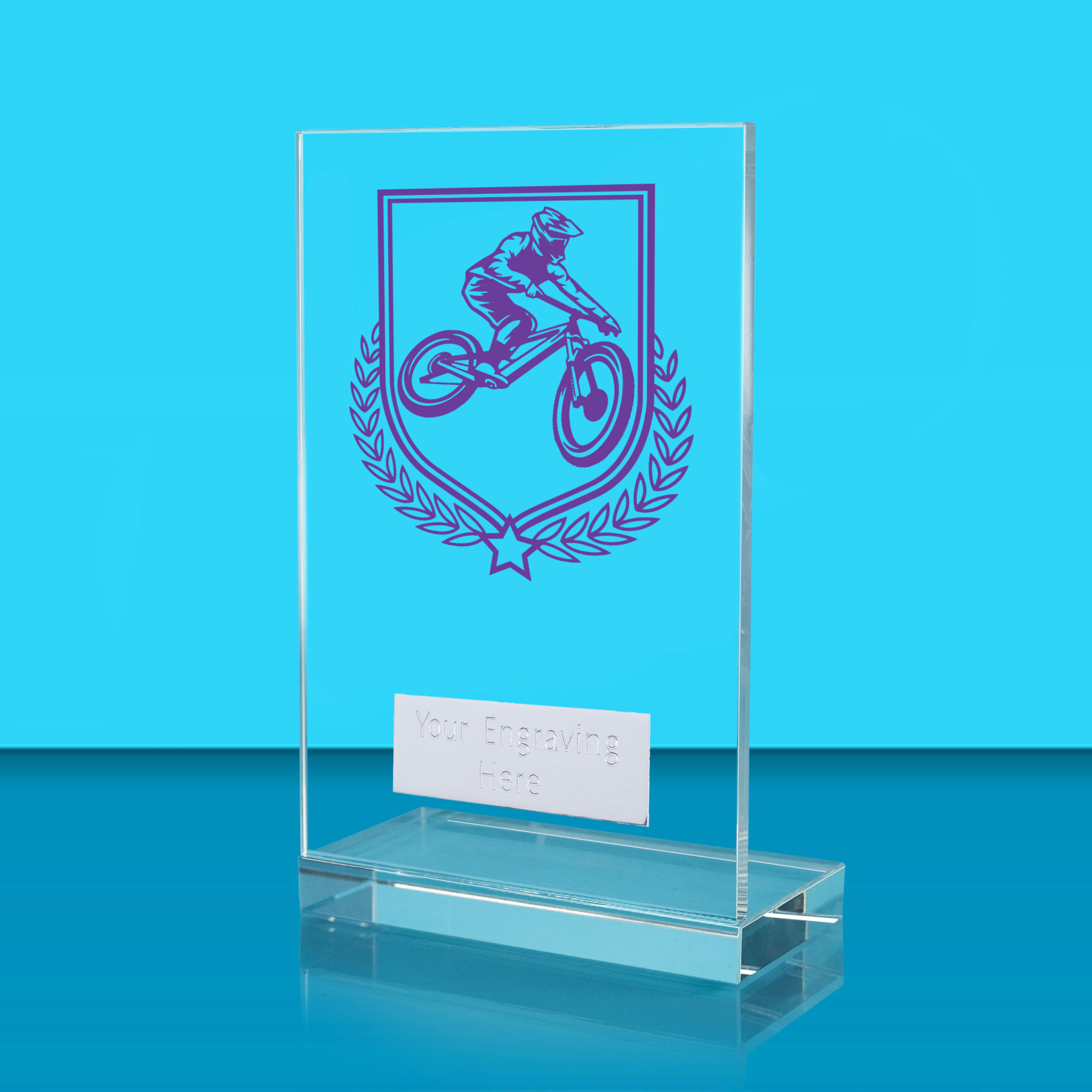 UV Colour Printed Cycling L Shaped Jade Glass Award