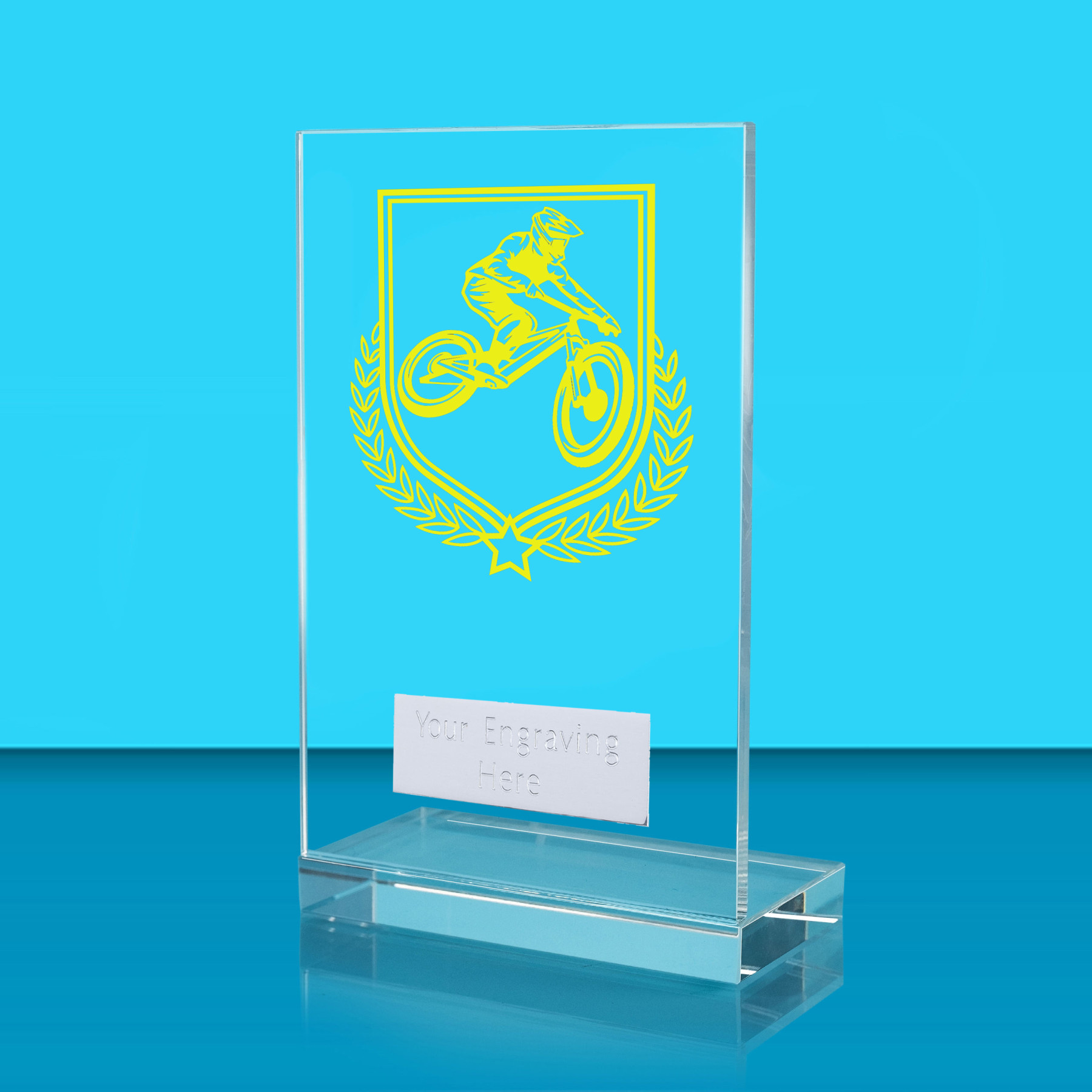 UV Colour Printed Cycling L Shaped Jade Glass Award