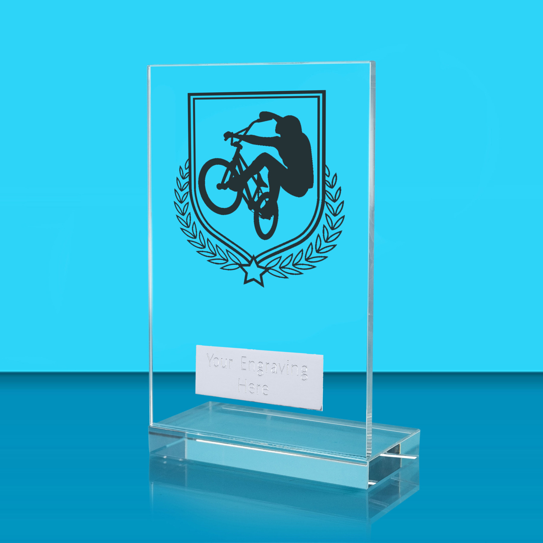 UV Colour Printed Cycling L Shaped Jade Glass Award