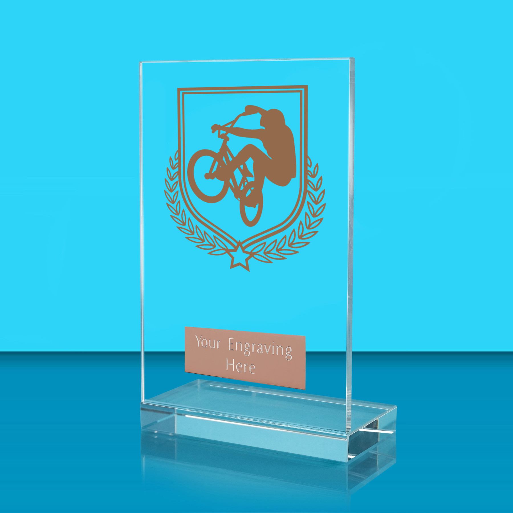 UV Colour Printed Cycling L Shaped Jade Glass Award