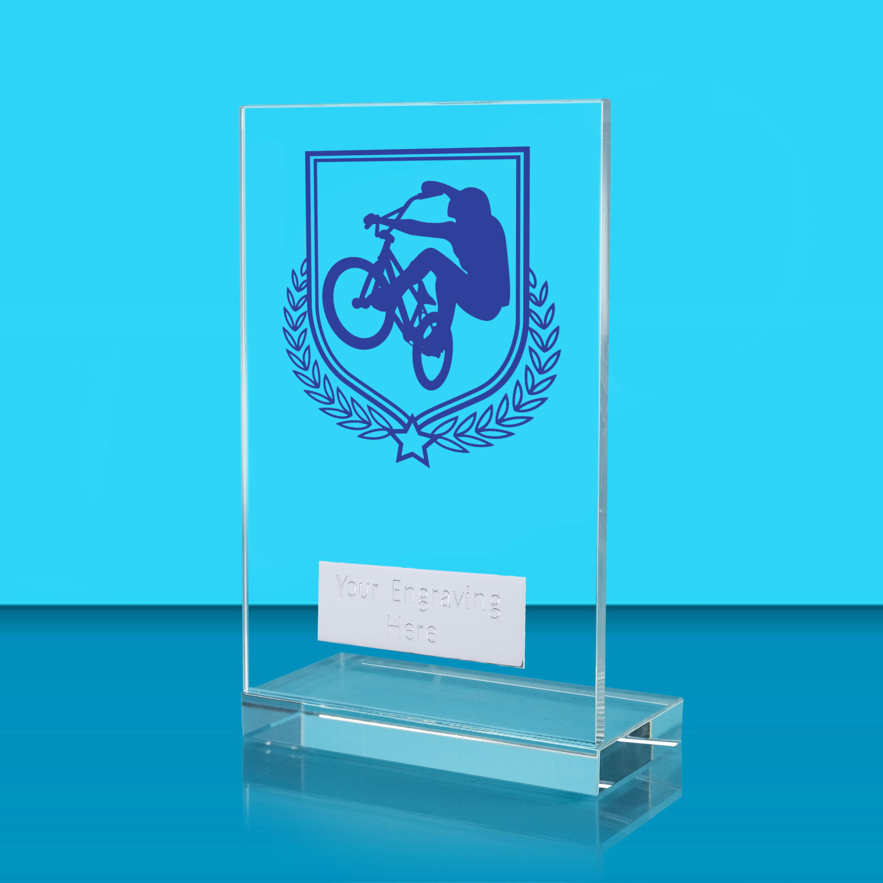 UV Colour Printed Cycling L Shaped Jade Glass Award