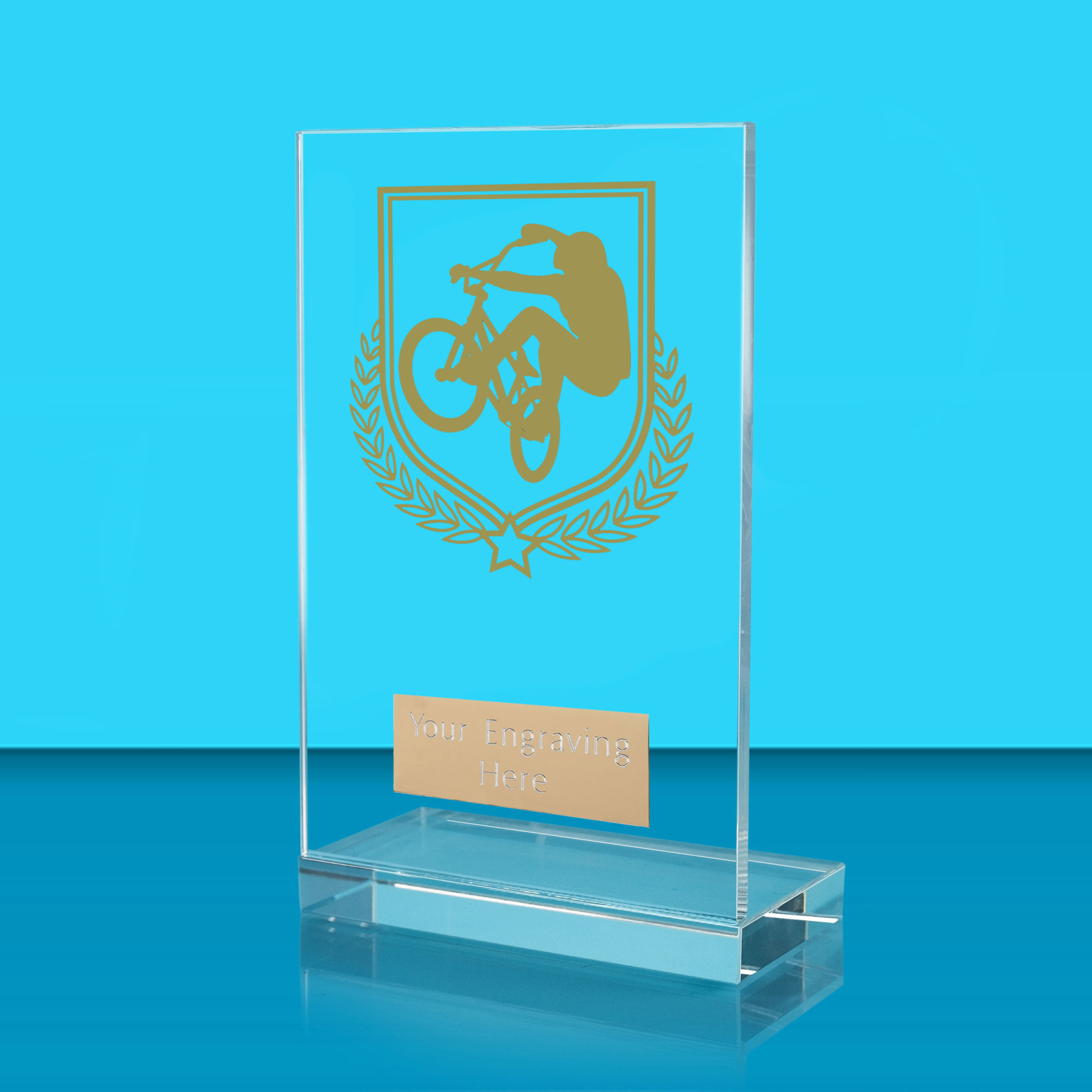 UV Colour Printed Cycling L Shaped Jade Glass Award