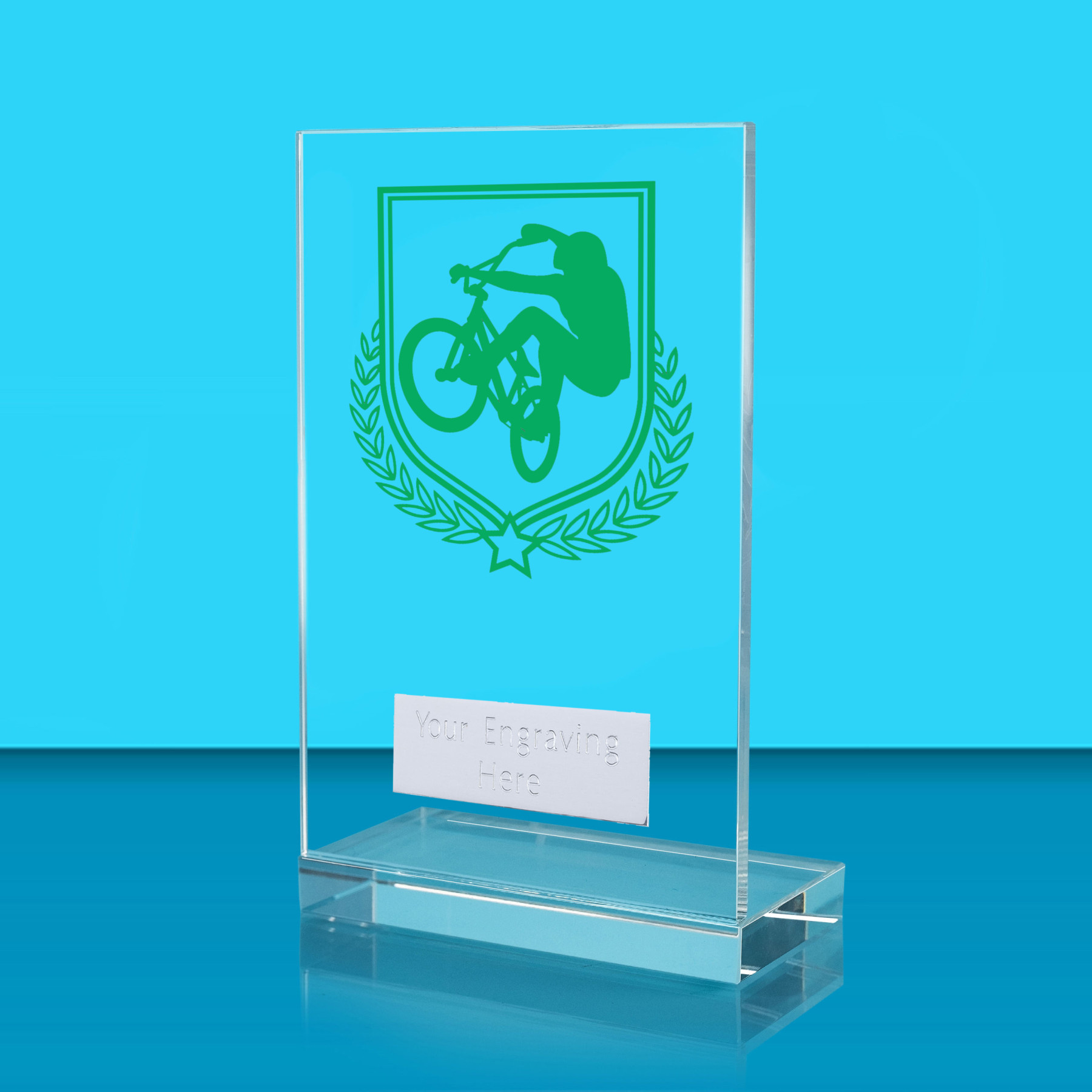 UV Colour Printed Cycling L Shaped Jade Glass Award