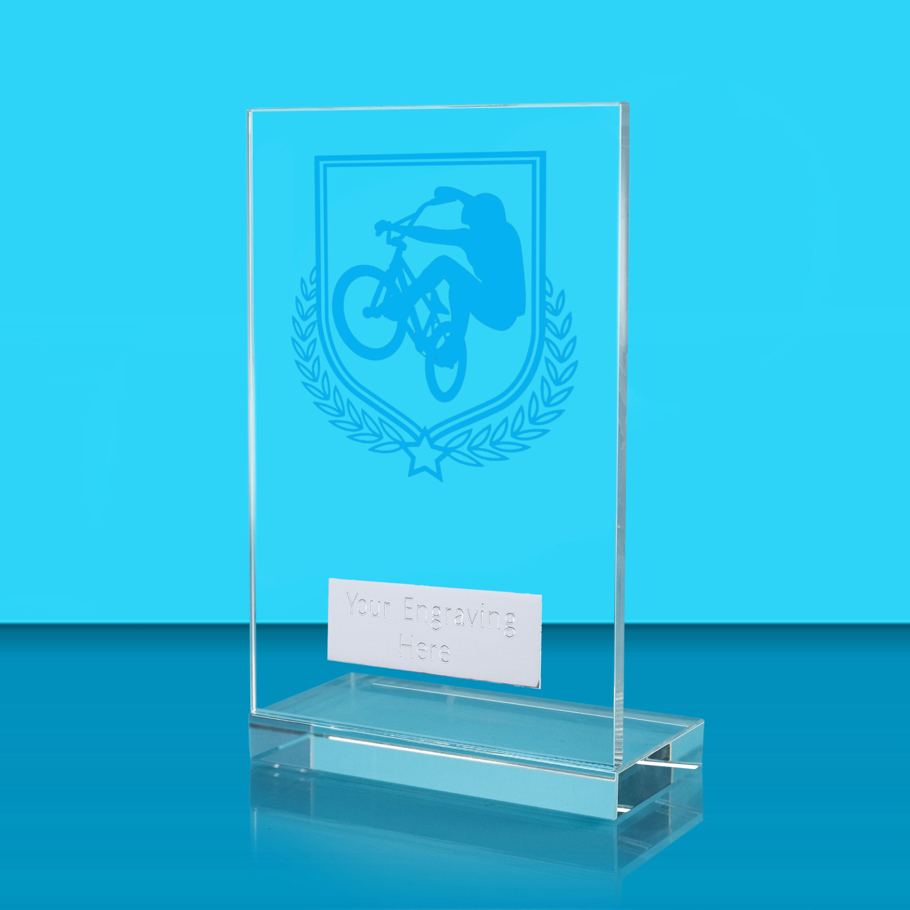 UV Colour Printed Cycling L Shaped Jade Glass Award