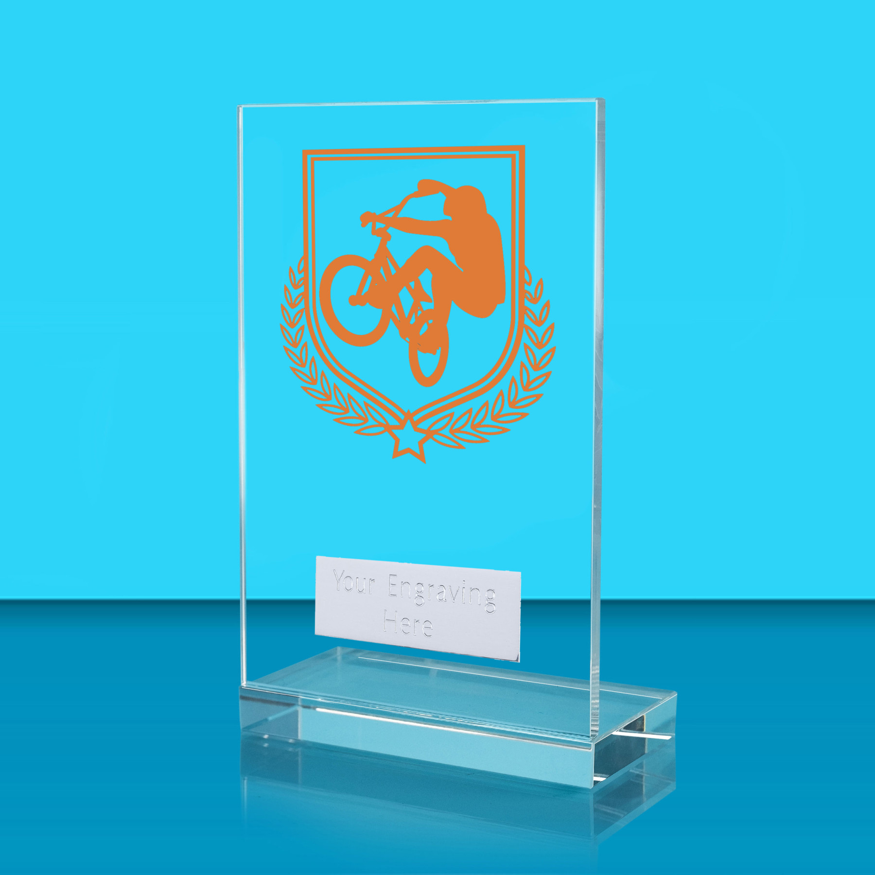 UV Colour Printed Cycling L Shaped Jade Glass Award