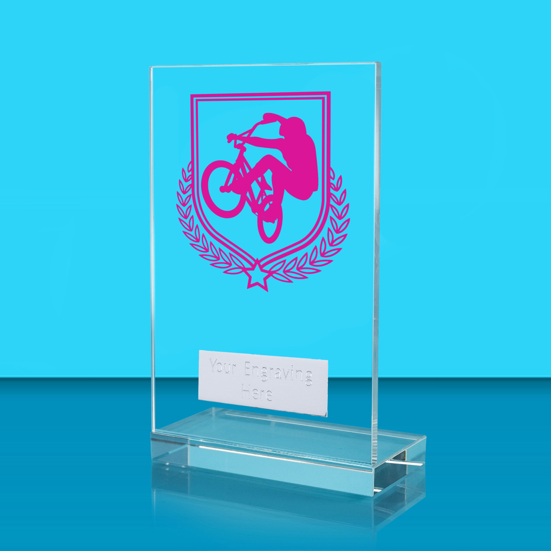UV Colour Printed Cycling L Shaped Jade Glass Award