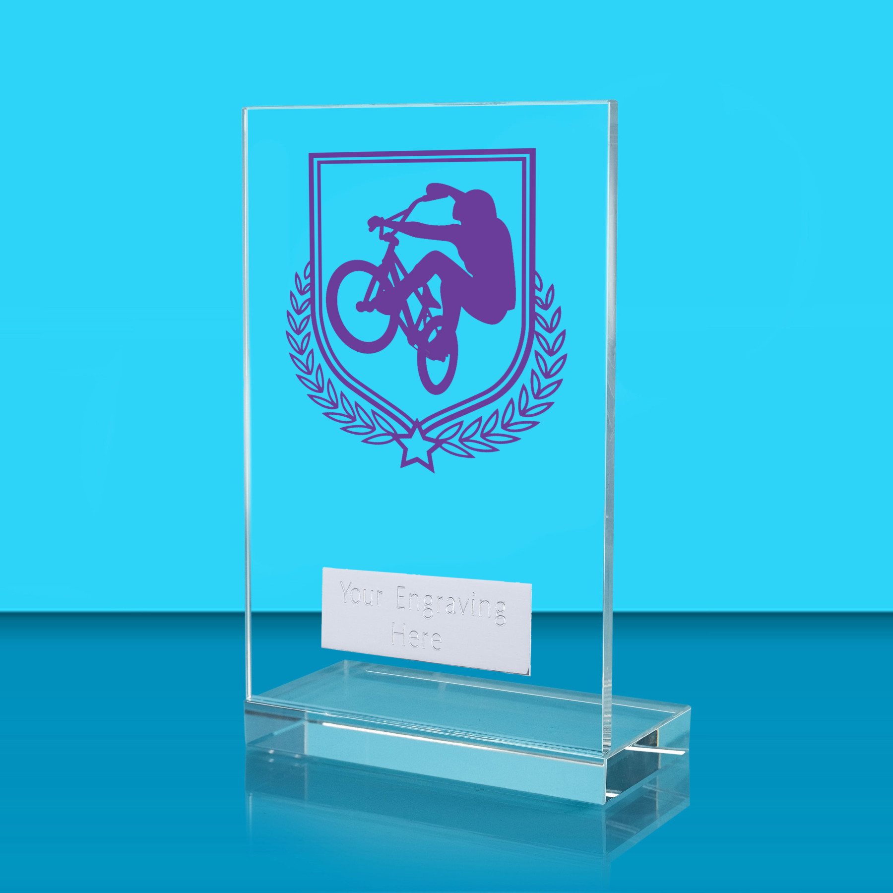 UV Colour Printed Cycling L Shaped Jade Glass Award