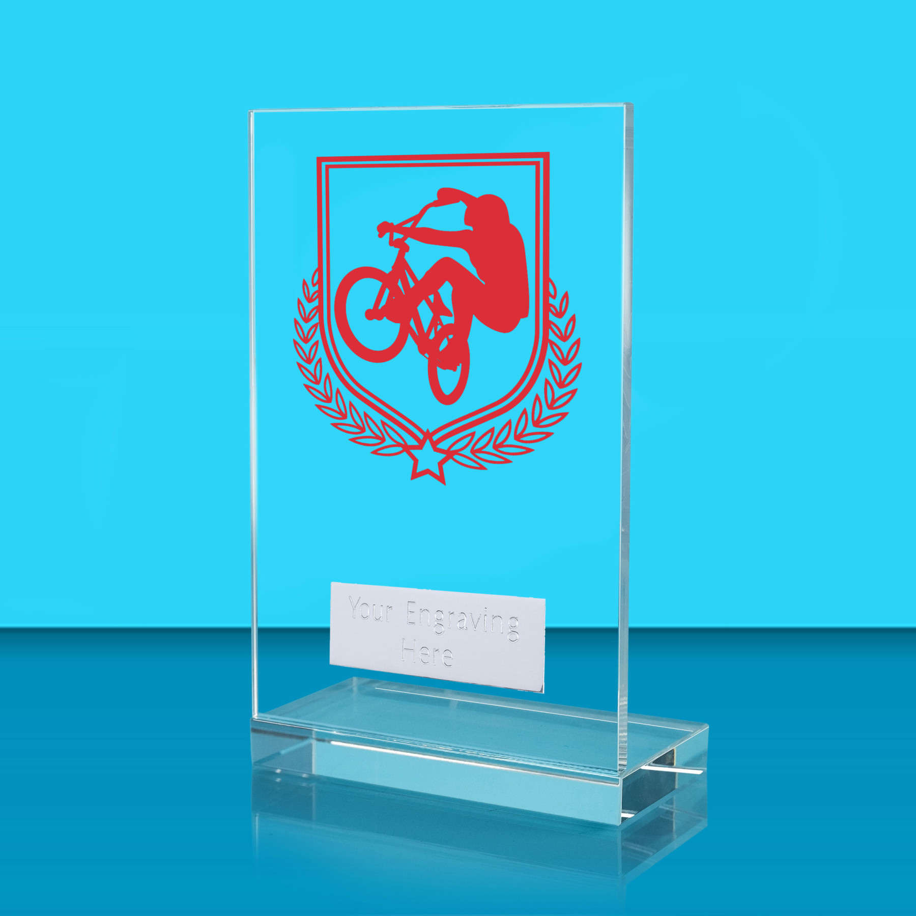 UV Colour Printed Cycling L Shaped Jade Glass Award