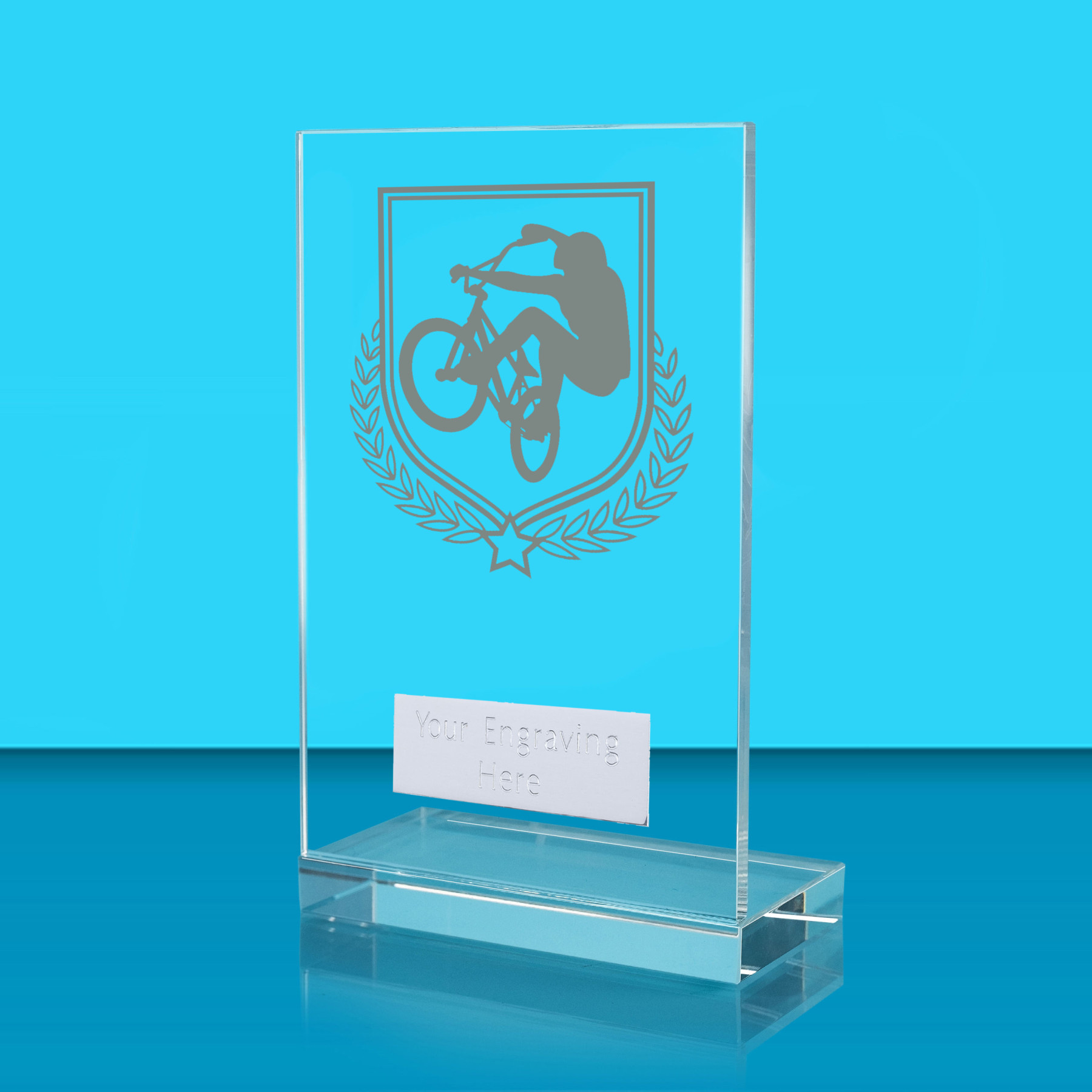 UV Colour Printed Cycling L Shaped Jade Glass Award