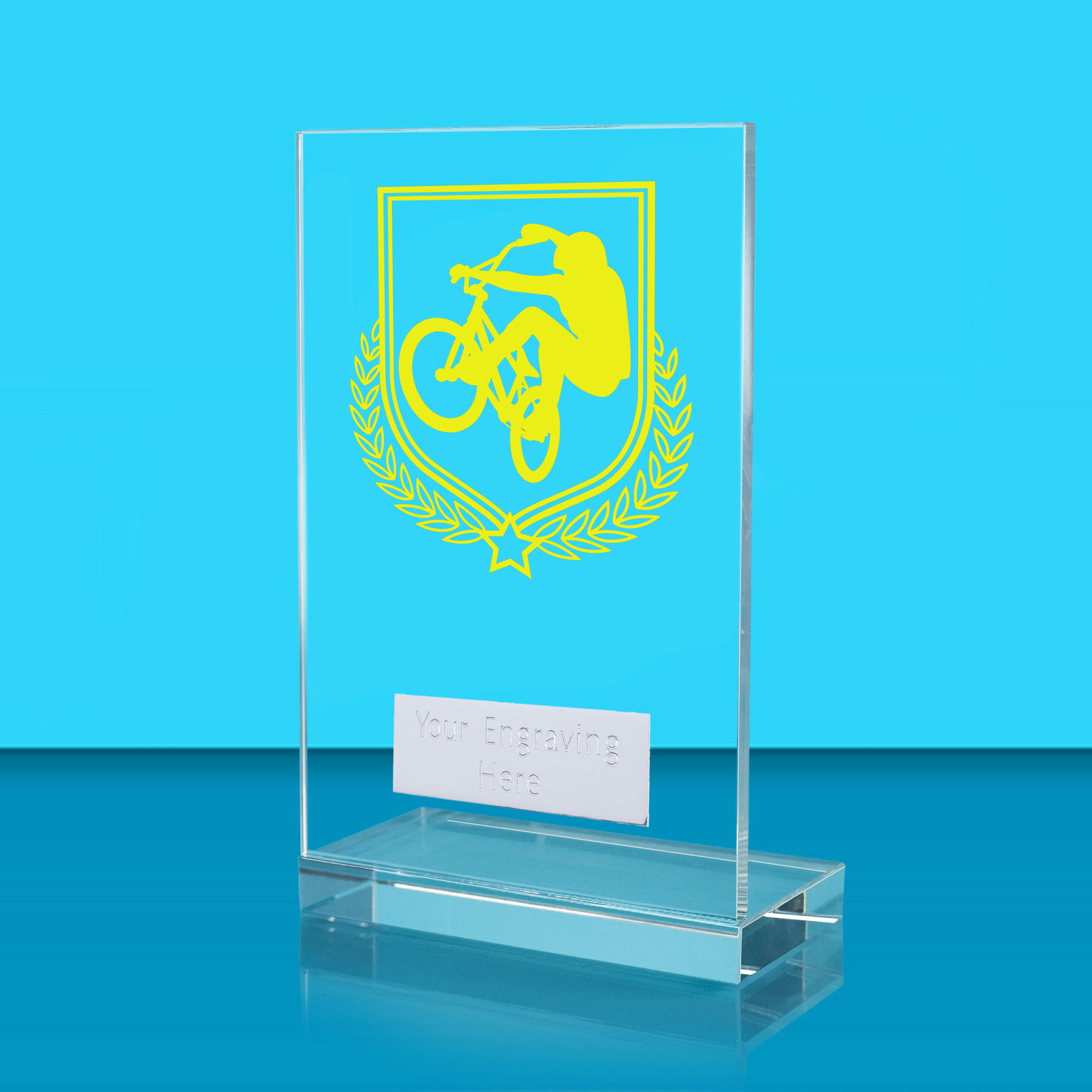 UV Colour Printed Cycling L Shaped Jade Glass Award