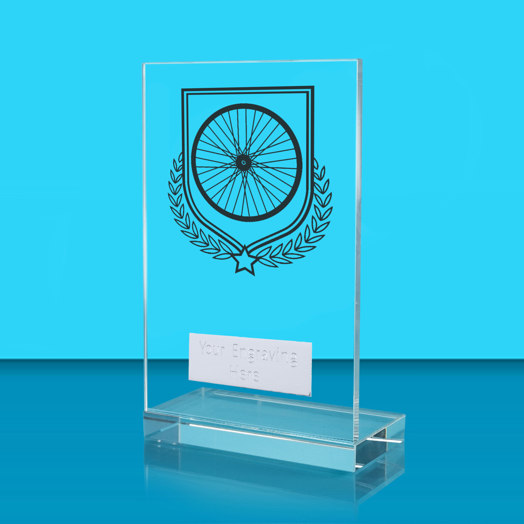 UV Colour Printed Cycling L Shaped Jade Glass Award