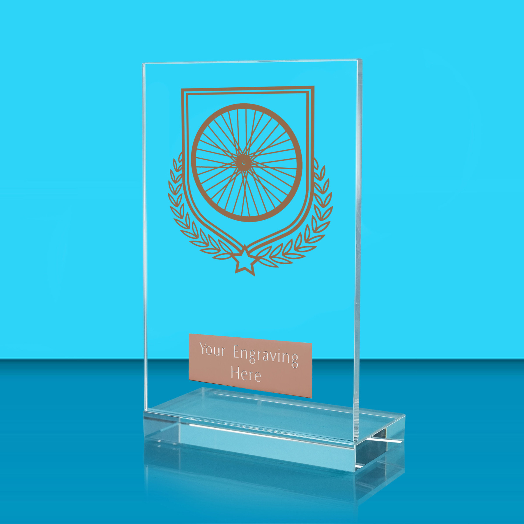 UV Colour Printed Cycling L Shaped Jade Glass Award