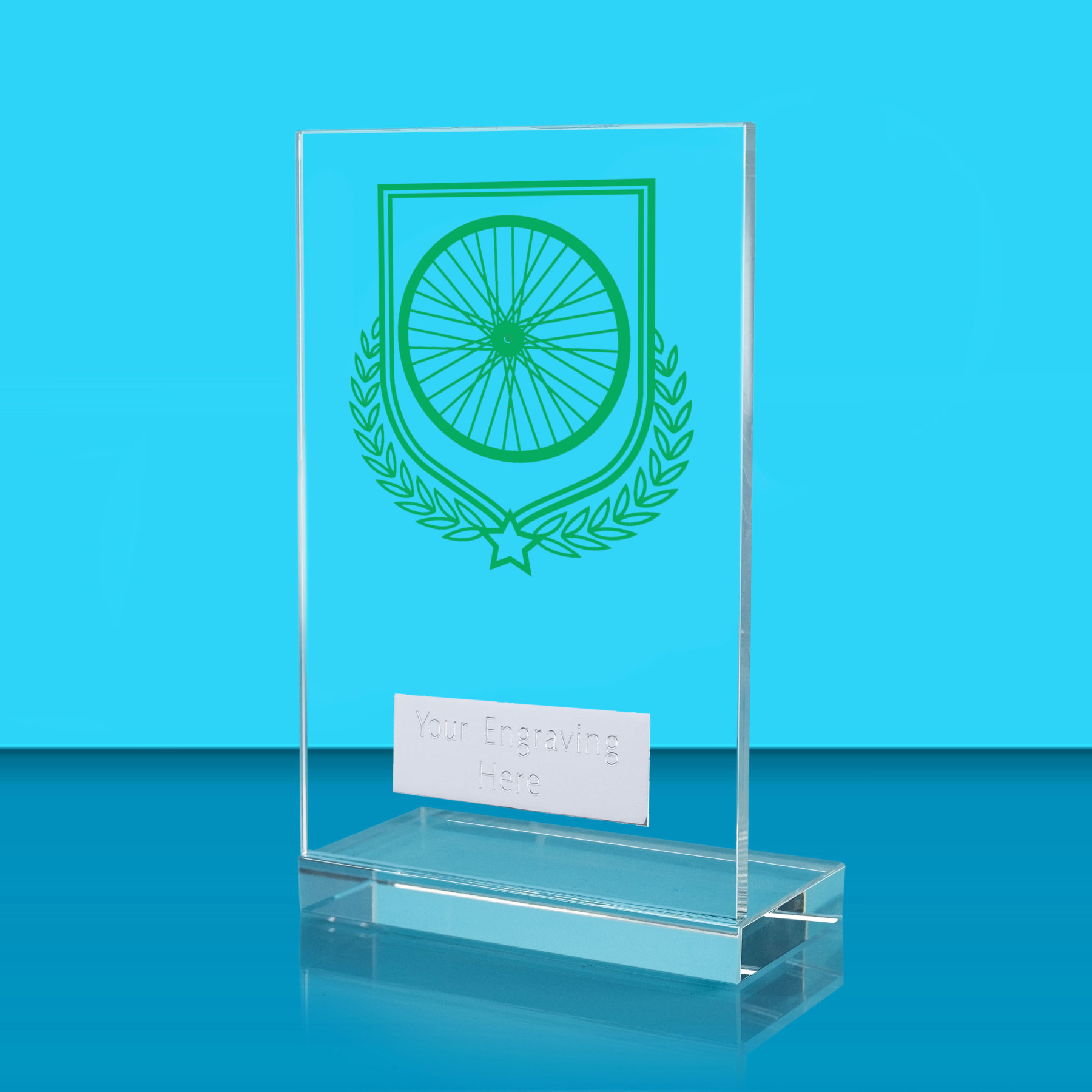 UV Colour Printed Cycling L Shaped Jade Glass Award