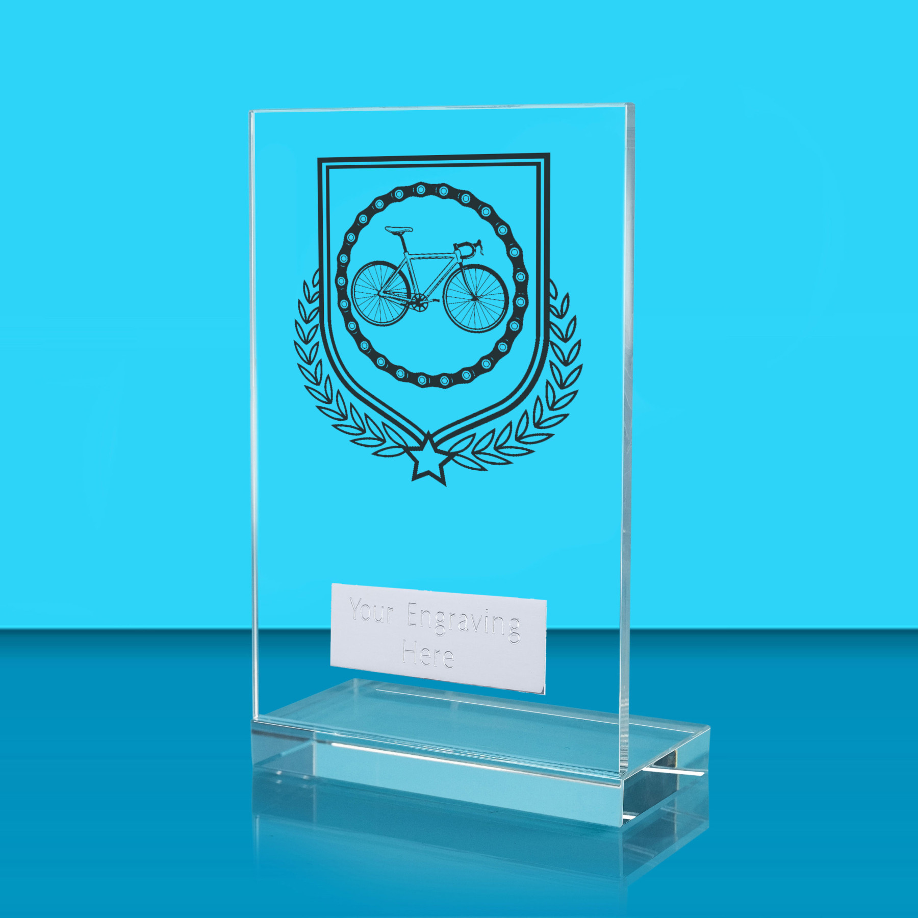 UV Colour Printed Cycling L Shaped Jade Glass Award