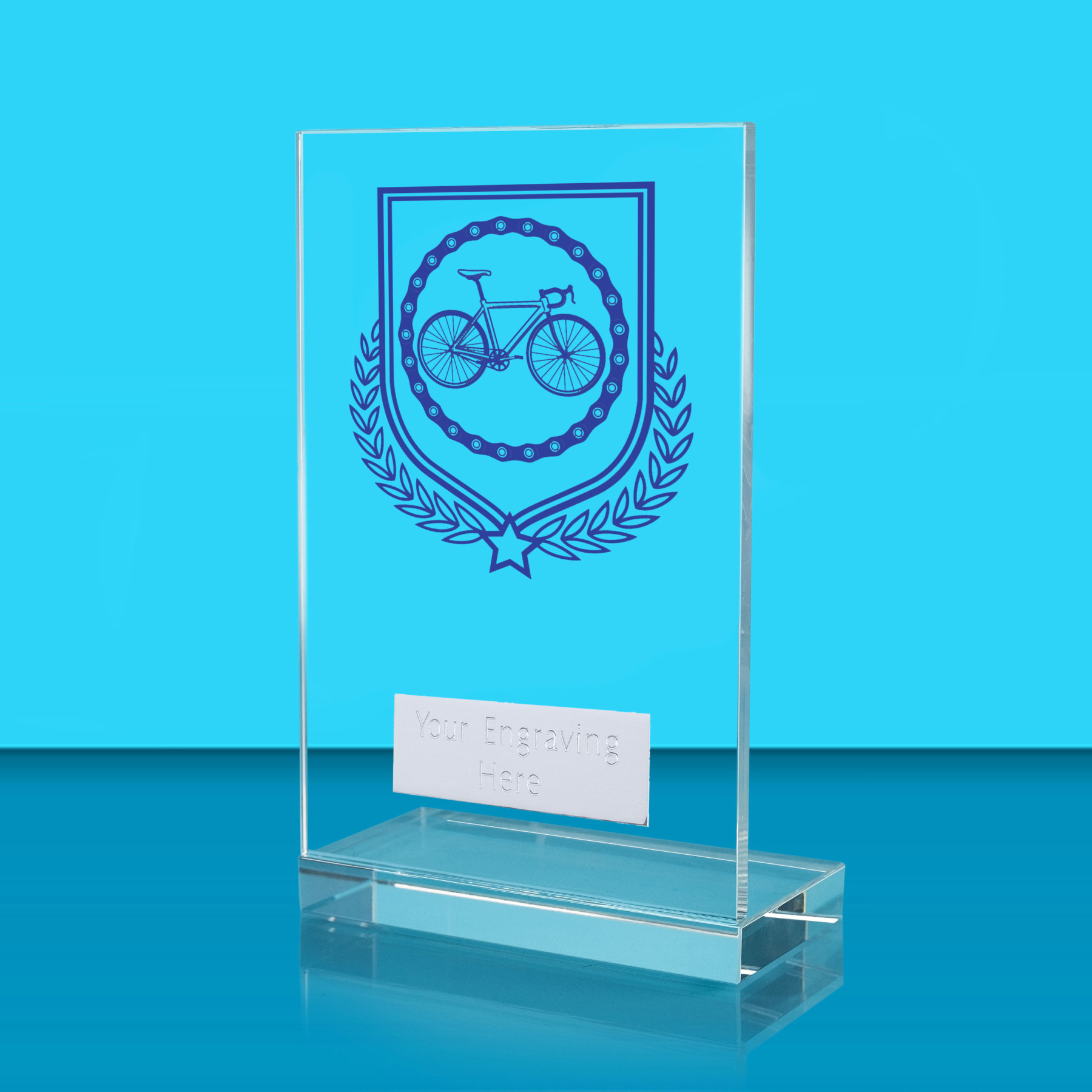 UV Colour Printed Cycling L Shaped Jade Glass Award