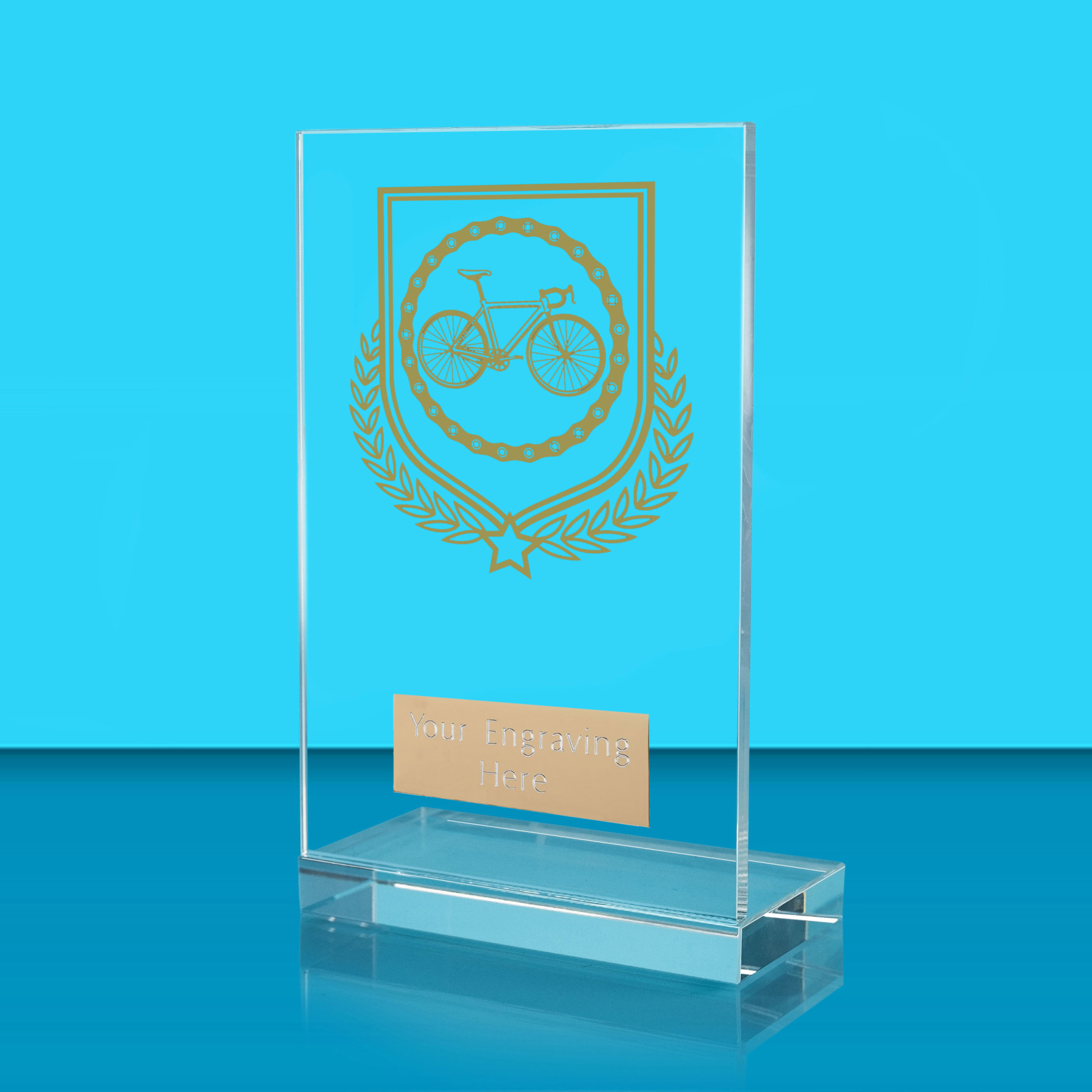 UV Colour Printed Cycling L Shaped Jade Glass Award