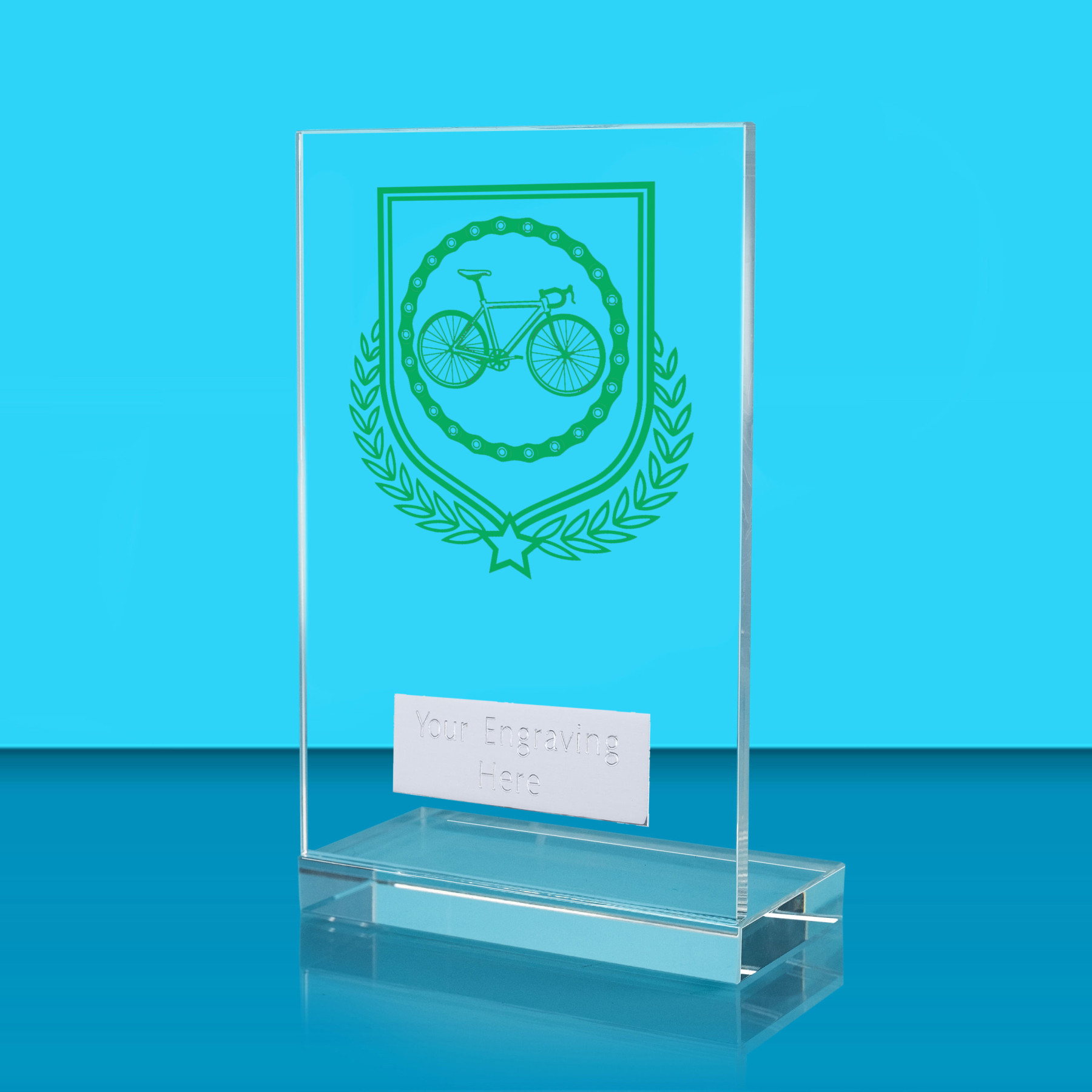 UV Colour Printed Cycling L Shaped Jade Glass Award