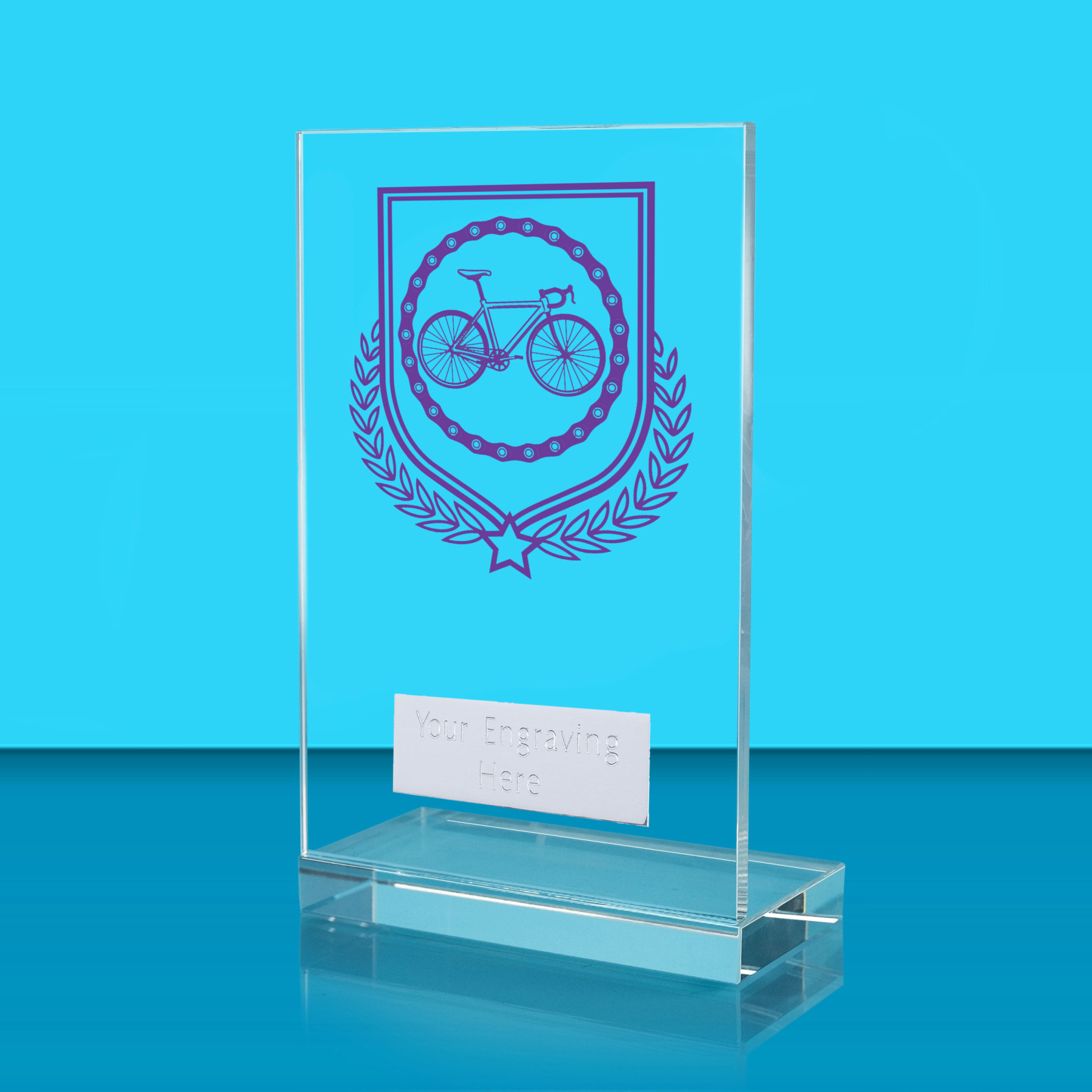 UV Colour Printed Cycling L Shaped Jade Glass Award