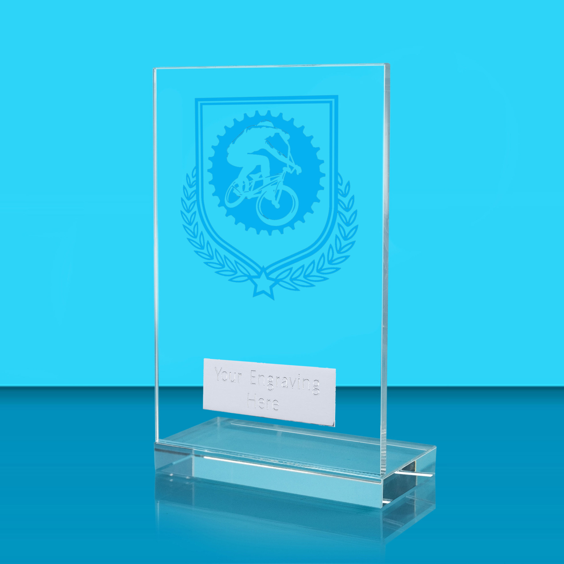 UV Colour Printed Cycling L Shaped Jade Glass Award