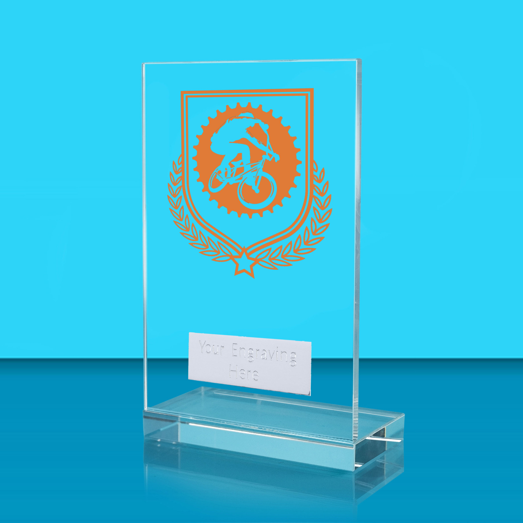 UV Colour Printed Cycling L Shaped Jade Glass Award