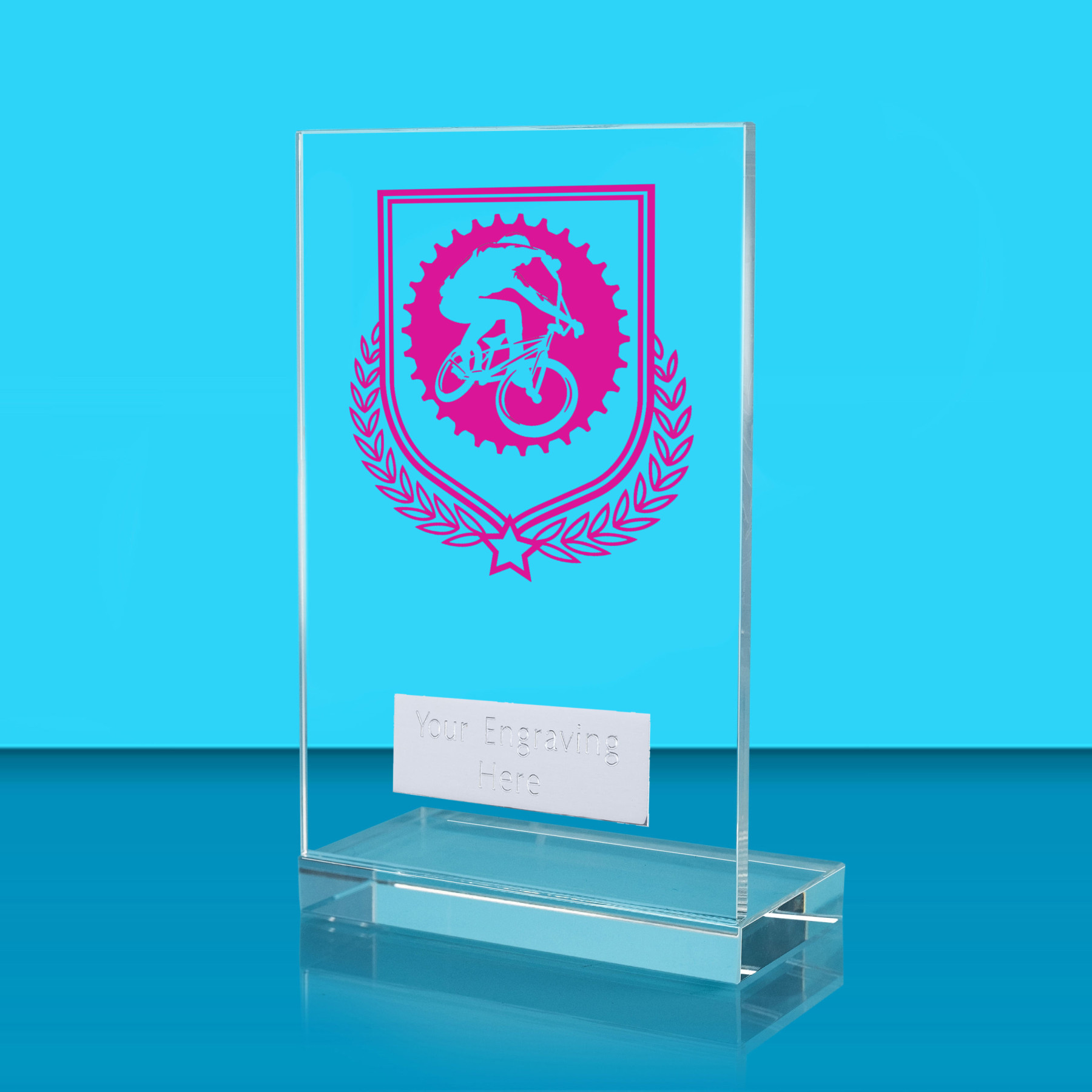 UV Colour Printed Cycling L Shaped Jade Glass Award