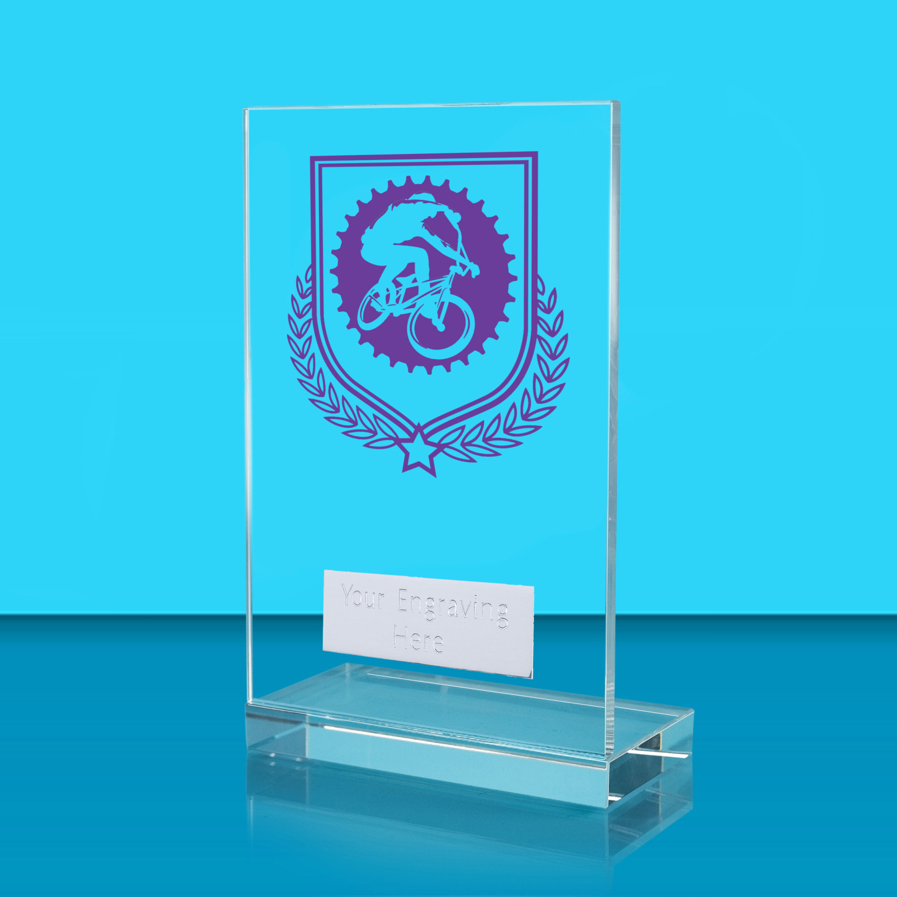 UV Colour Printed Cycling L Shaped Jade Glass Award